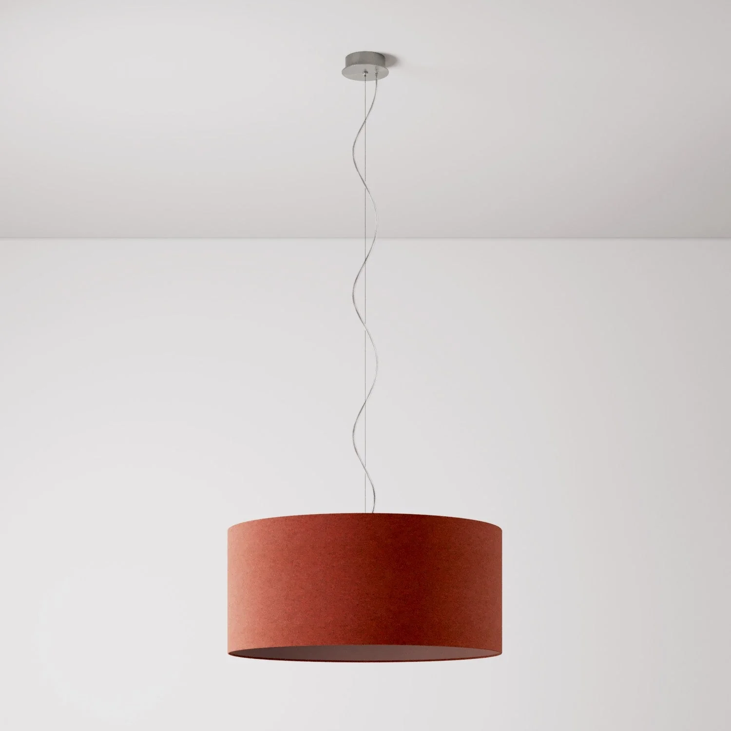 Suspension avec abat-jour en tissu Cylindre Large - Fabriqué en Italie - Laine Homard