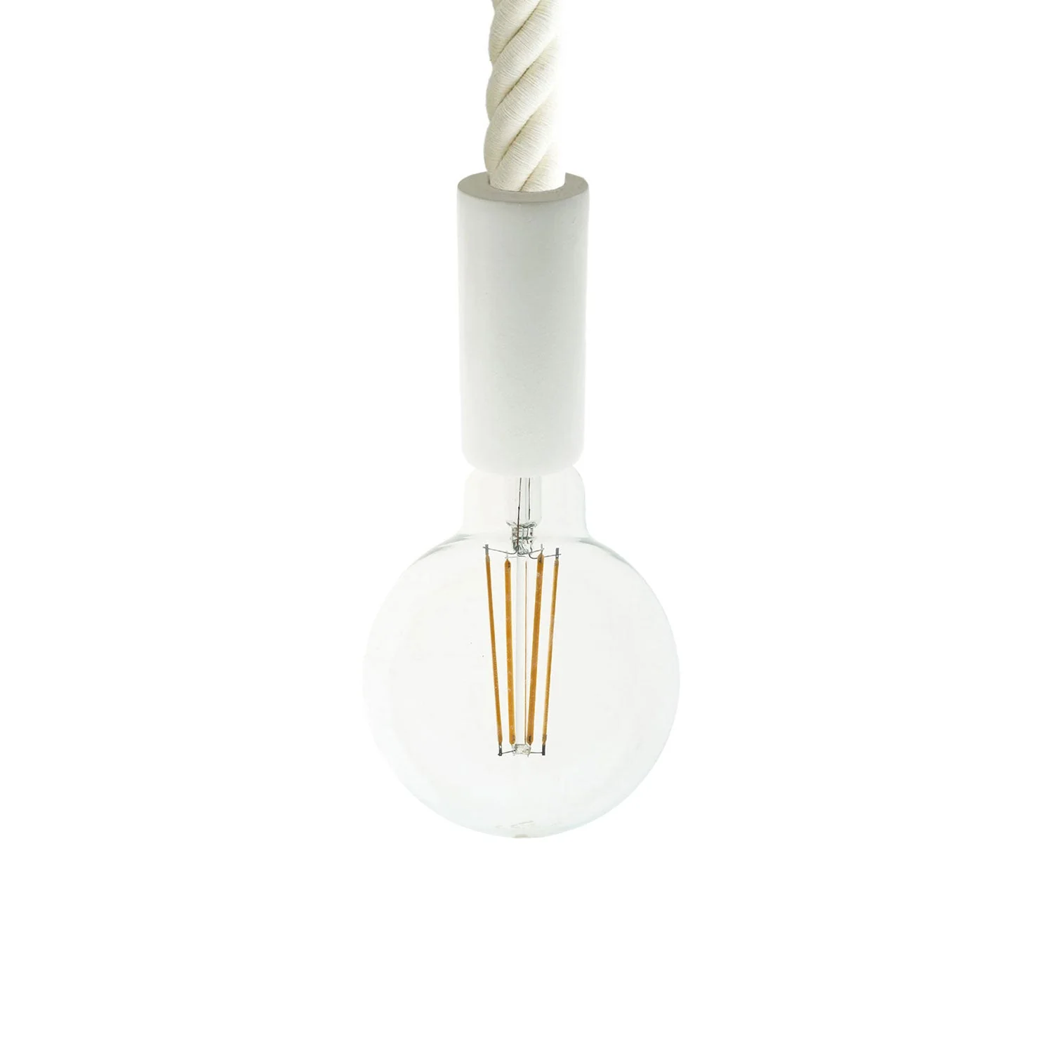 Lampe suspendue complète avec cordon nautique 3XL 30 mm et finitions en bois laqué - Blanc