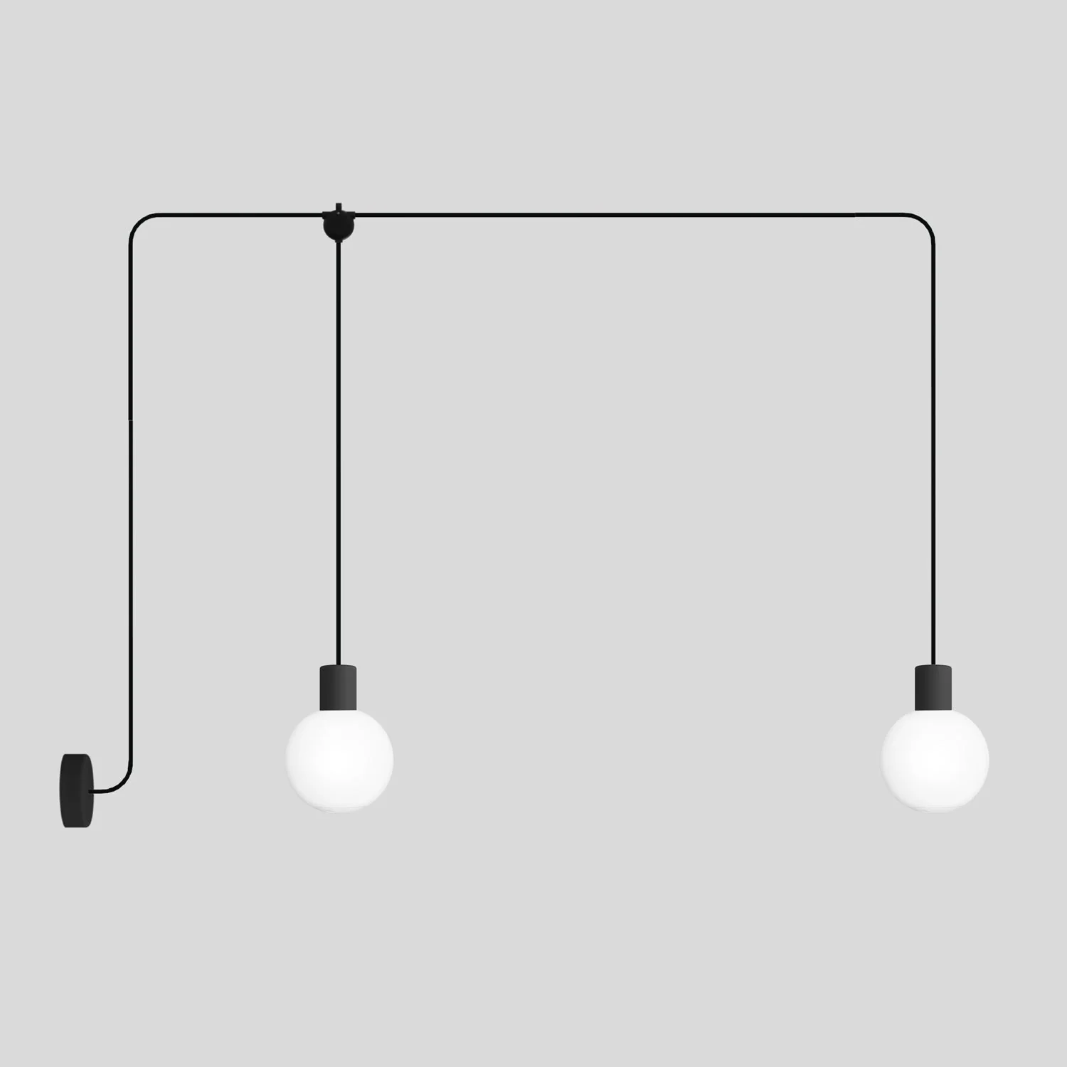 Suspension extérieure Modulair IP65 à 2 descentes avec abat-jour incassables Unbreak-a-Ball - Noir