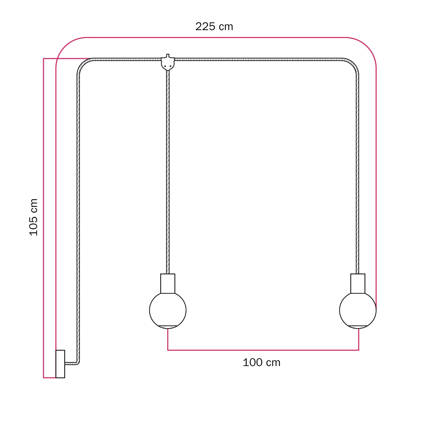 Suspension extérieure Modulair IP65 à 2 descentes avec abat-jour incassables Unbreak-a-Ball - Noir - Image 5