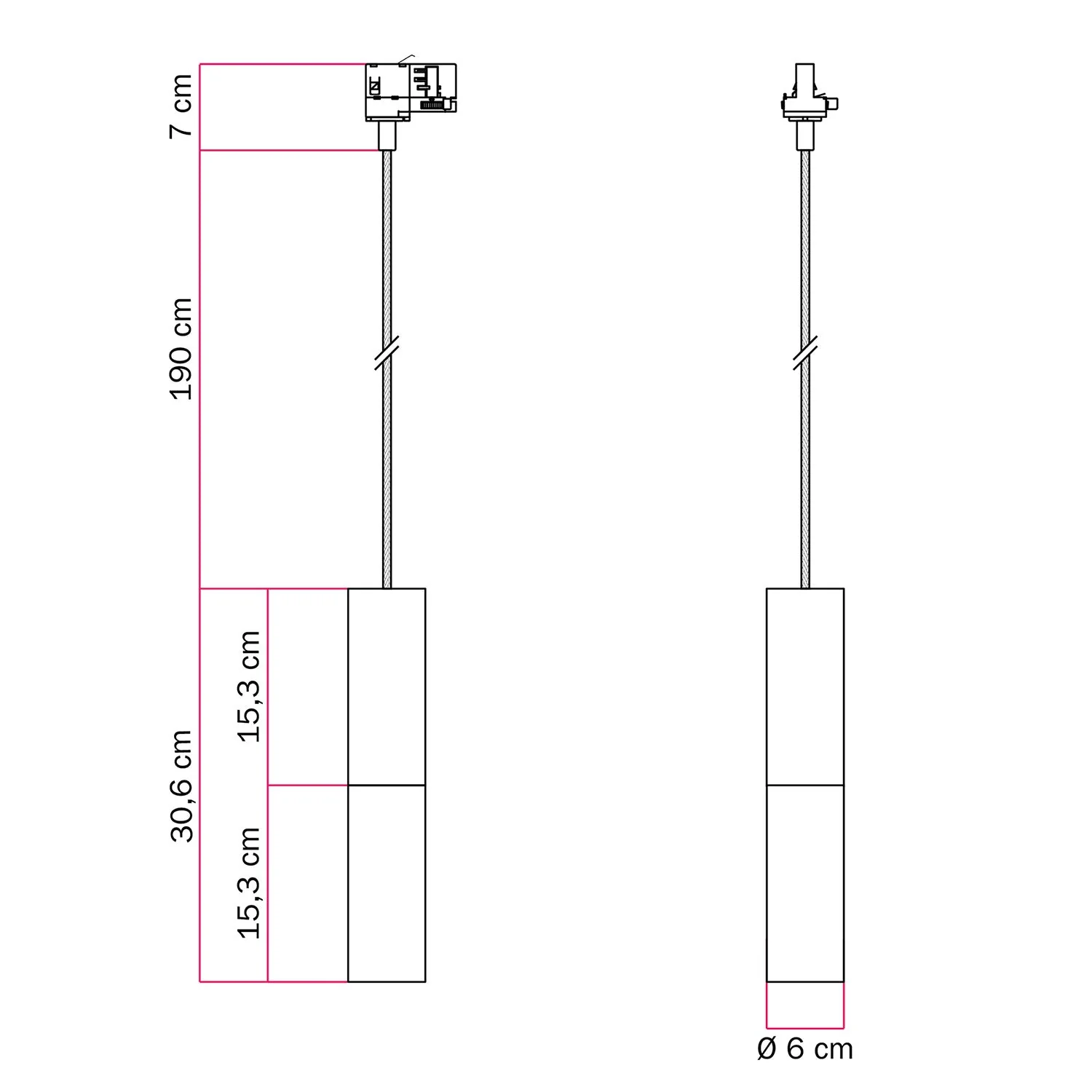Suspension pour rails avec double abat-jour Tub-E14 - Noir et cuivre satiné - Image 6