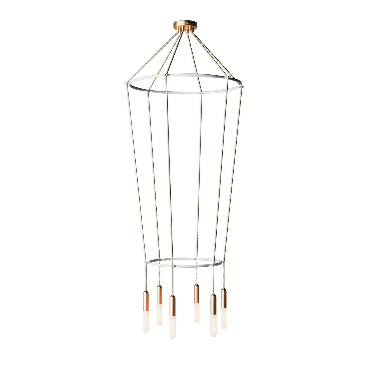 Lustre 2 Cage à 6 descentes P-Light - Bronze satiné