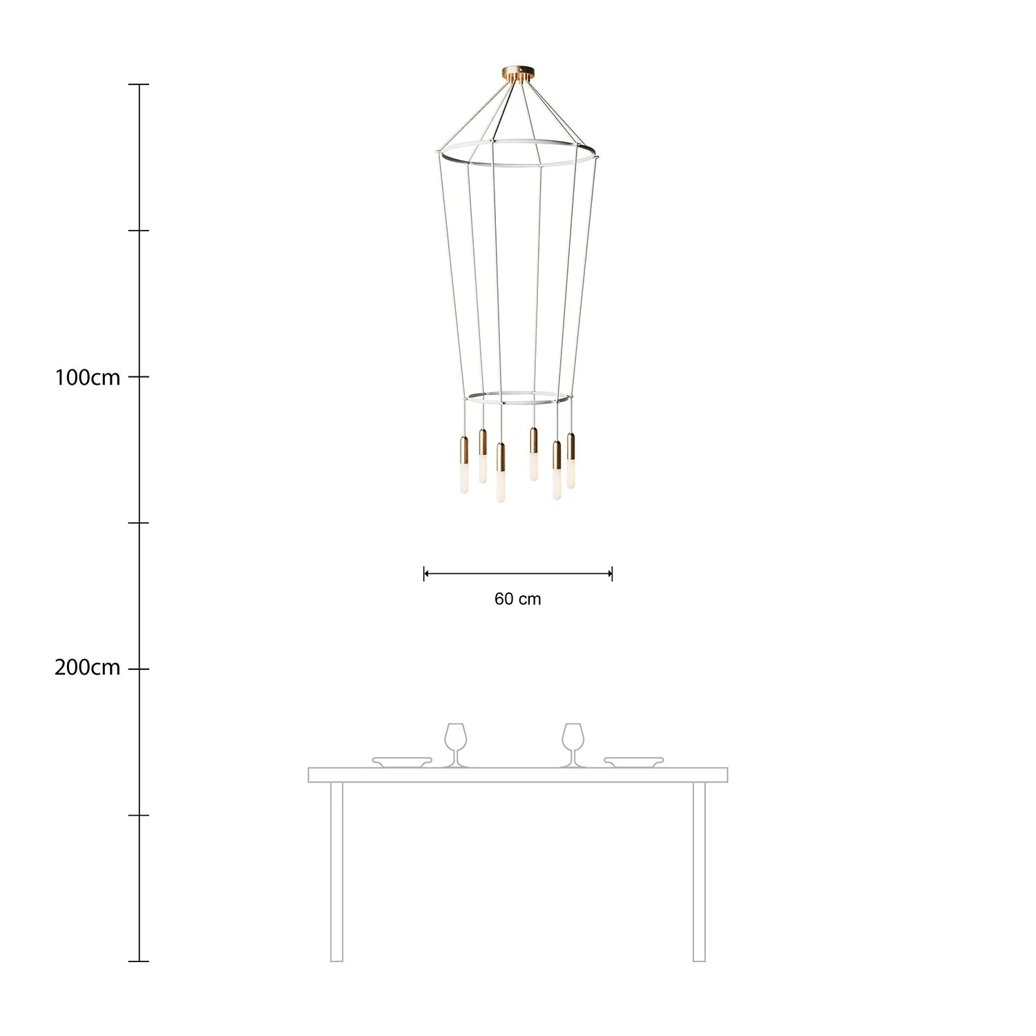 Lustre 2 Cage à 6 descentes P-Light - Bronze satiné - Image 6