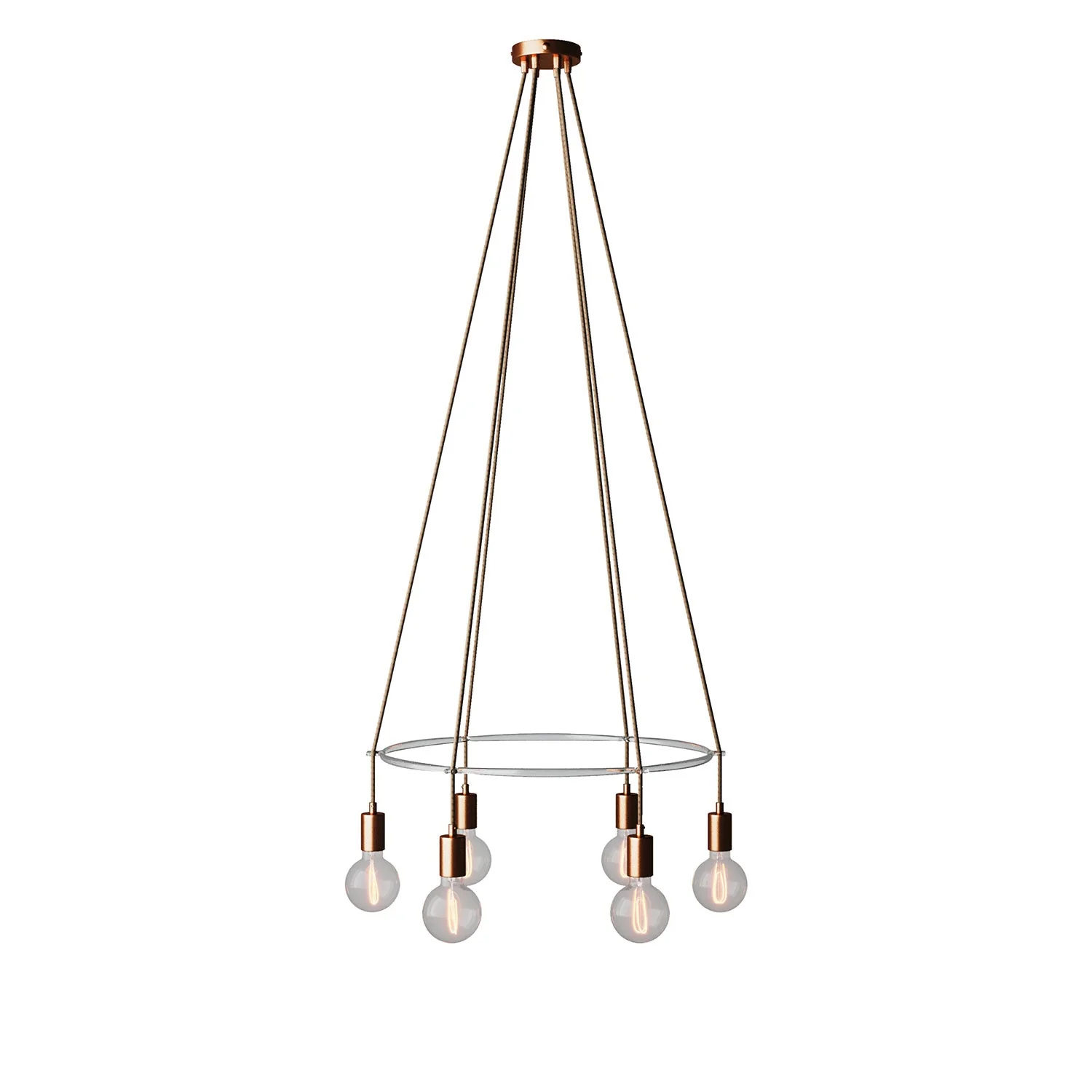 Lustre Cage à 6 descentes Globe - Cuivre satiné