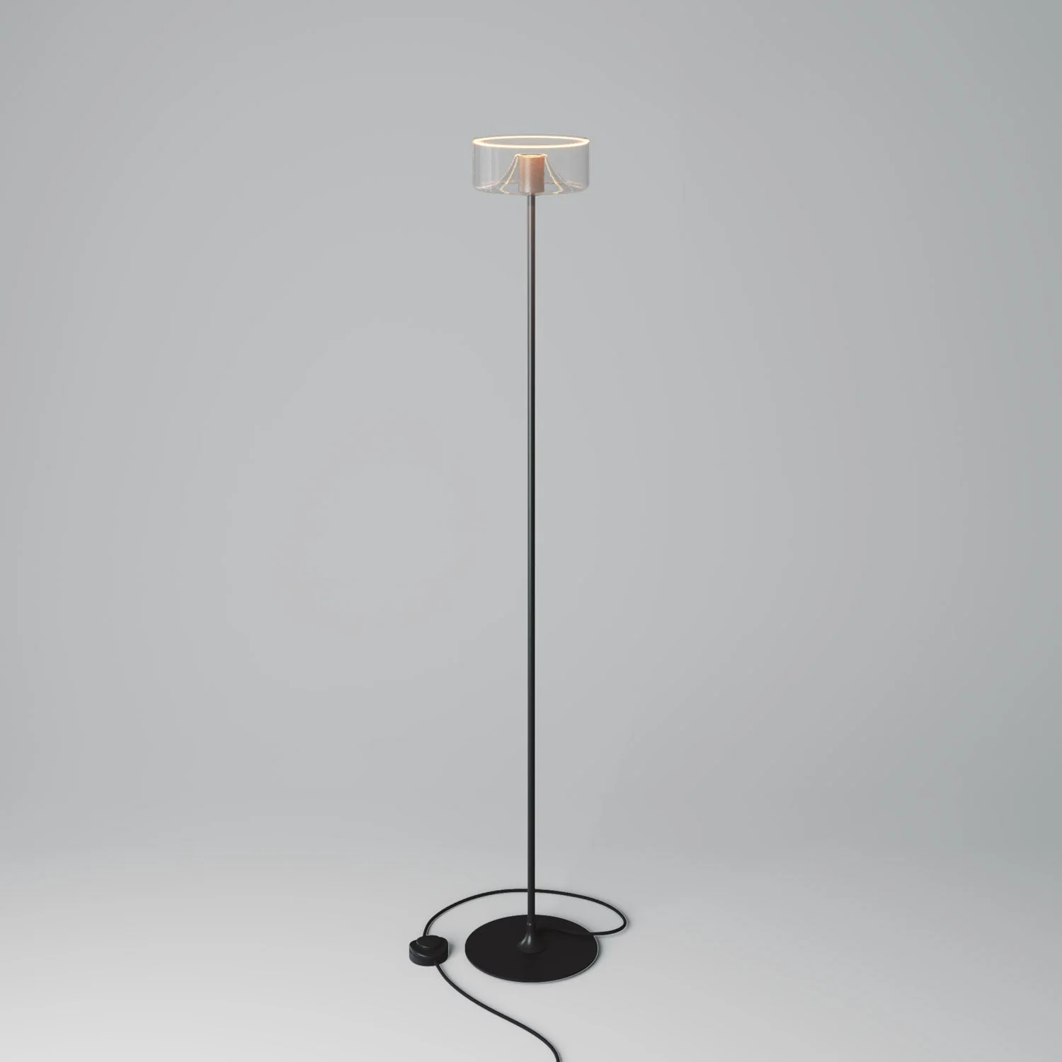 Lampe de sol MAG-Y avec base ronde en métal et ampoule LED Ghost - Noir