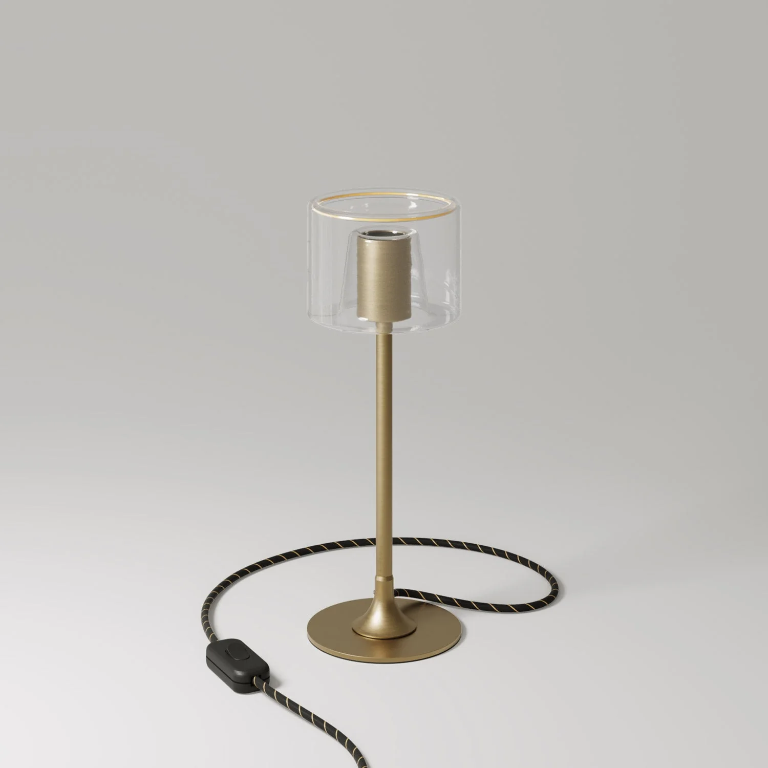 Lampe de table MAG-Y avec base métallique ronde et ampoule Ghost G03 transparente - Bronze brossé - Image 3