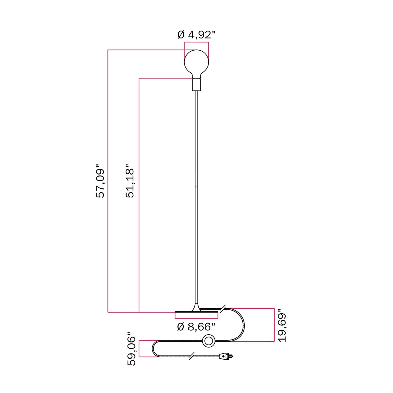 Lampadaire MAG-Y avec ampoule apparente - Blanc mat - Image 5