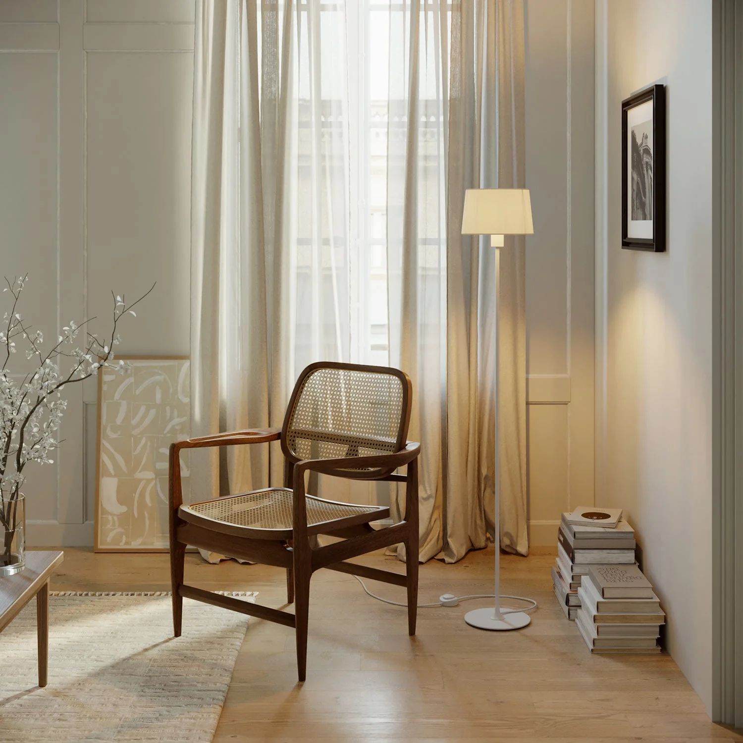 Lampadaire MAG-Y avec base ronde en métal et support d’abat-jour - Blanc mat - Image 2