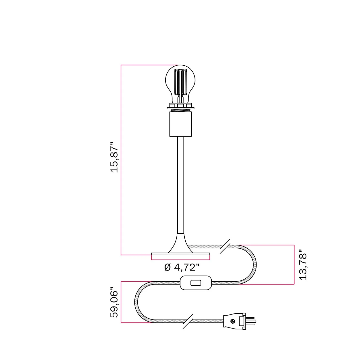 Lampe de table MAG-Y en métal avec support pour abat-jour - Noir - Image 5