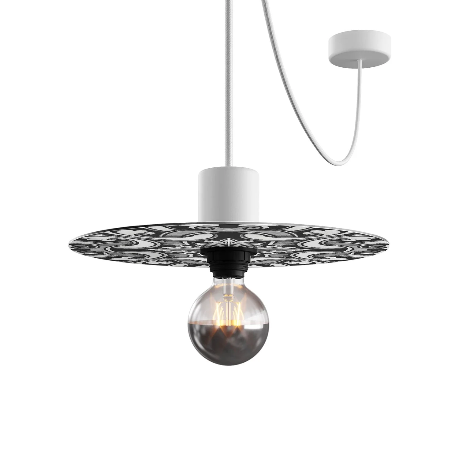 Mini assiette Ellepì 'Maioliche' Blanc et Noir pour lampes, diamètre 24 cm - Fabriqué en Italie - Image 4