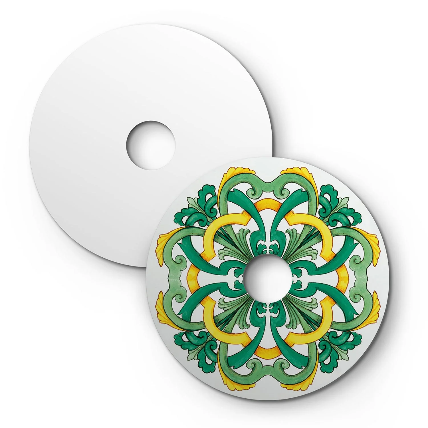 Mini assiette Ellepì 'Majolique' Jaune et Vert pour lampes, diamètre 24 cm - Fabriqué en Italie