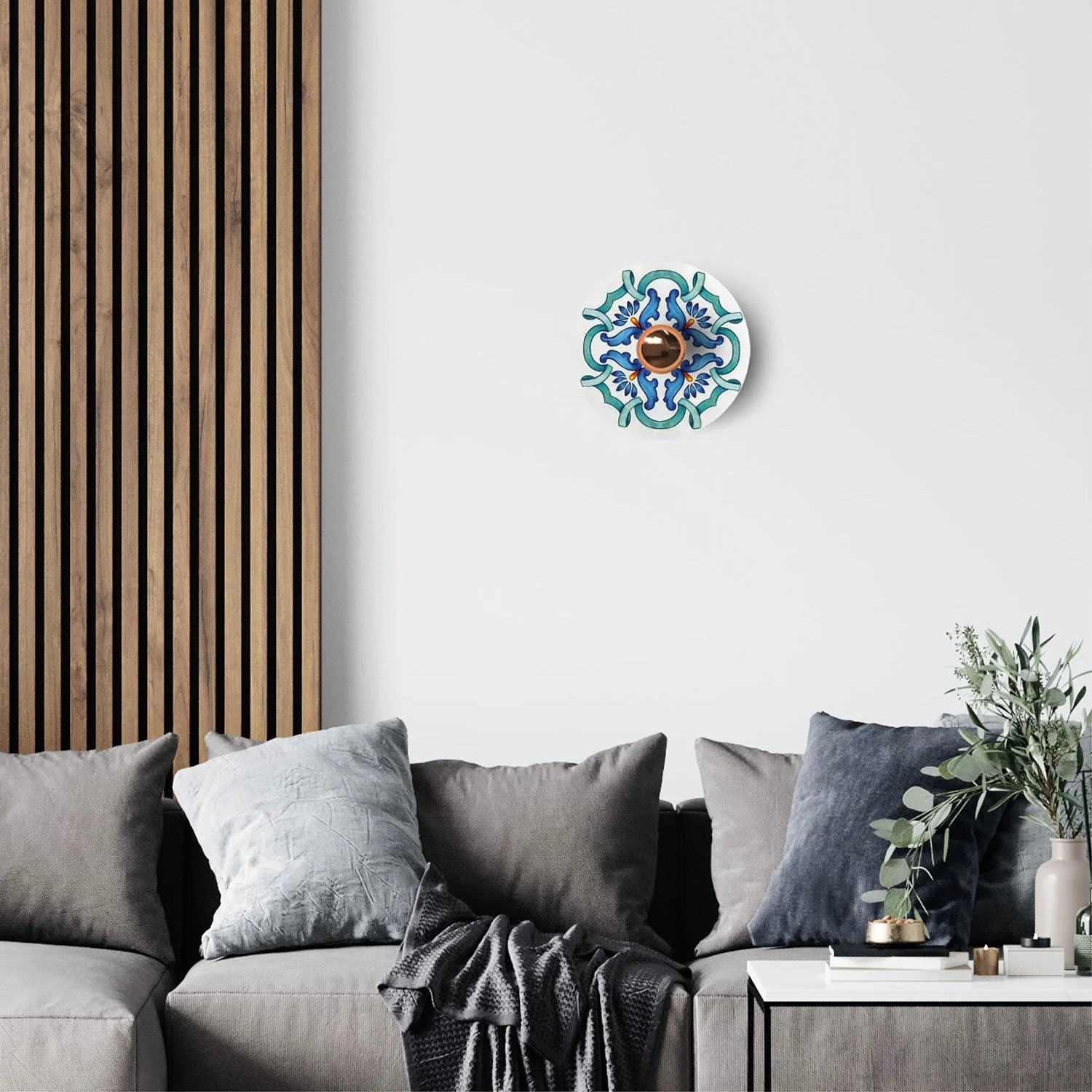 Mini assiette Ellepì 'Maioliche' Bleue pour lampes, diamètre 24 cm - Fabriqué en Italie - Image 2