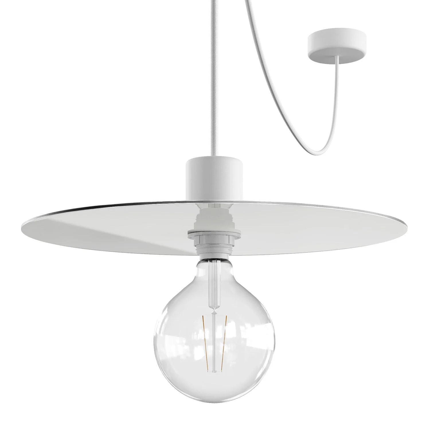 Modulair ELEGANT Lampe avec 5 m de câble textile, abat-jour Ellepì, pavillon et douille en silicone IP65 waterproof - Blanc