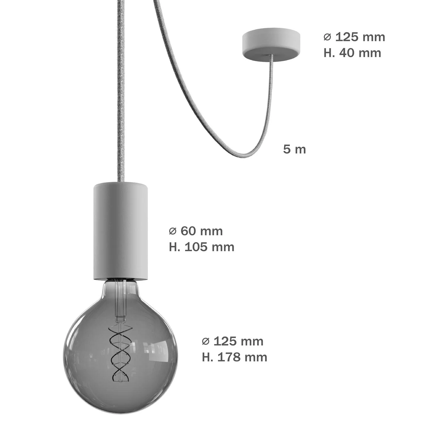Modulair ELEGANT Lampe d’extérieur avec 5 m de câble textile, décentreur, pavillon et douille IP65 waterproof - Blanc - Image 6