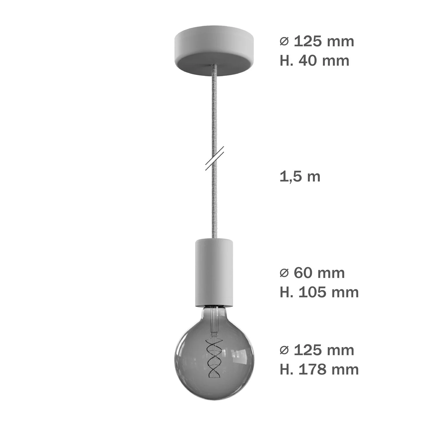 Modulair ELEGANT Lampe d’extérieur avec 1,5 m de câble textile, pavillon et douille en silicone IP65 étanche - Blanc - Image 6