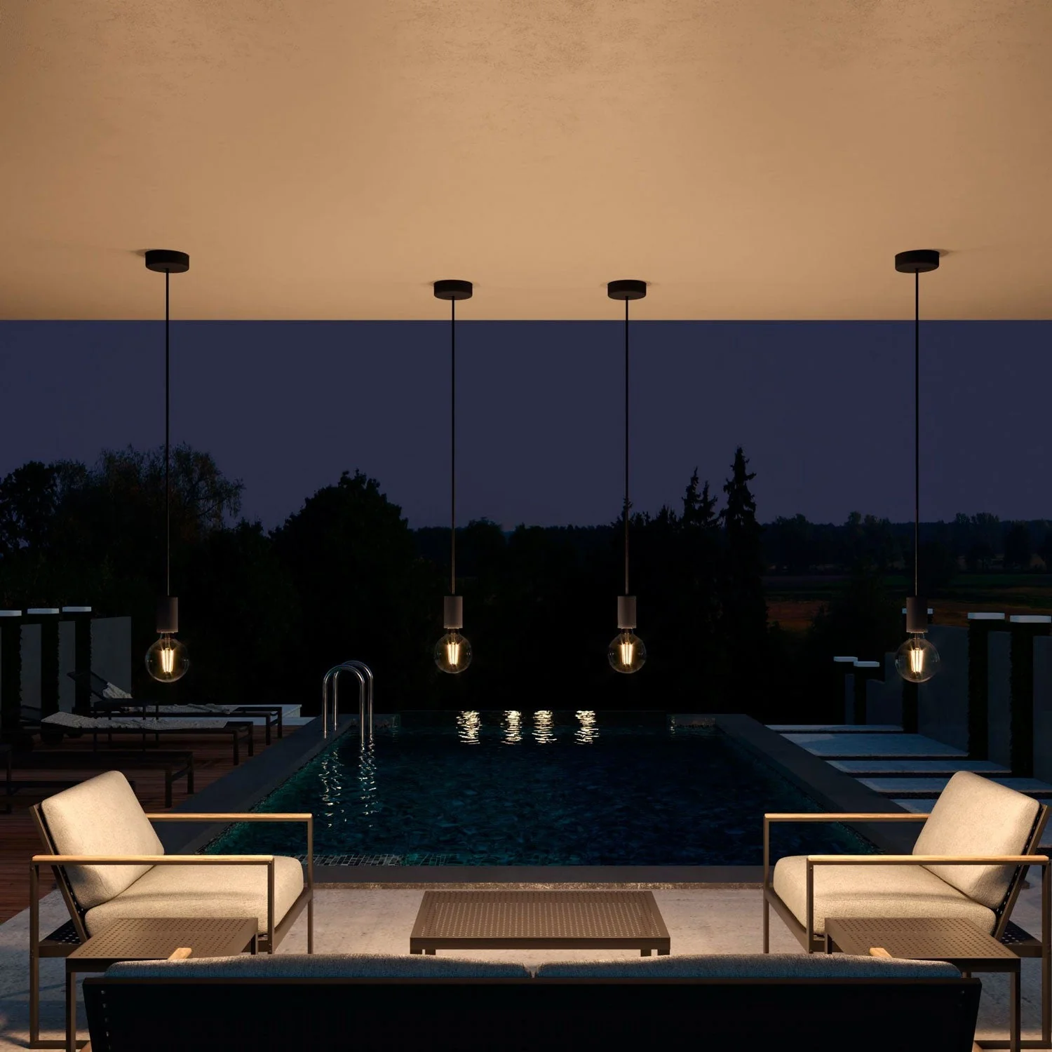 Modulair ELEGANT Lampe d’extérieur avec 1,5 m de câble textile, pavillon et douille en silicone IP65 étanche - Noir - Image 4