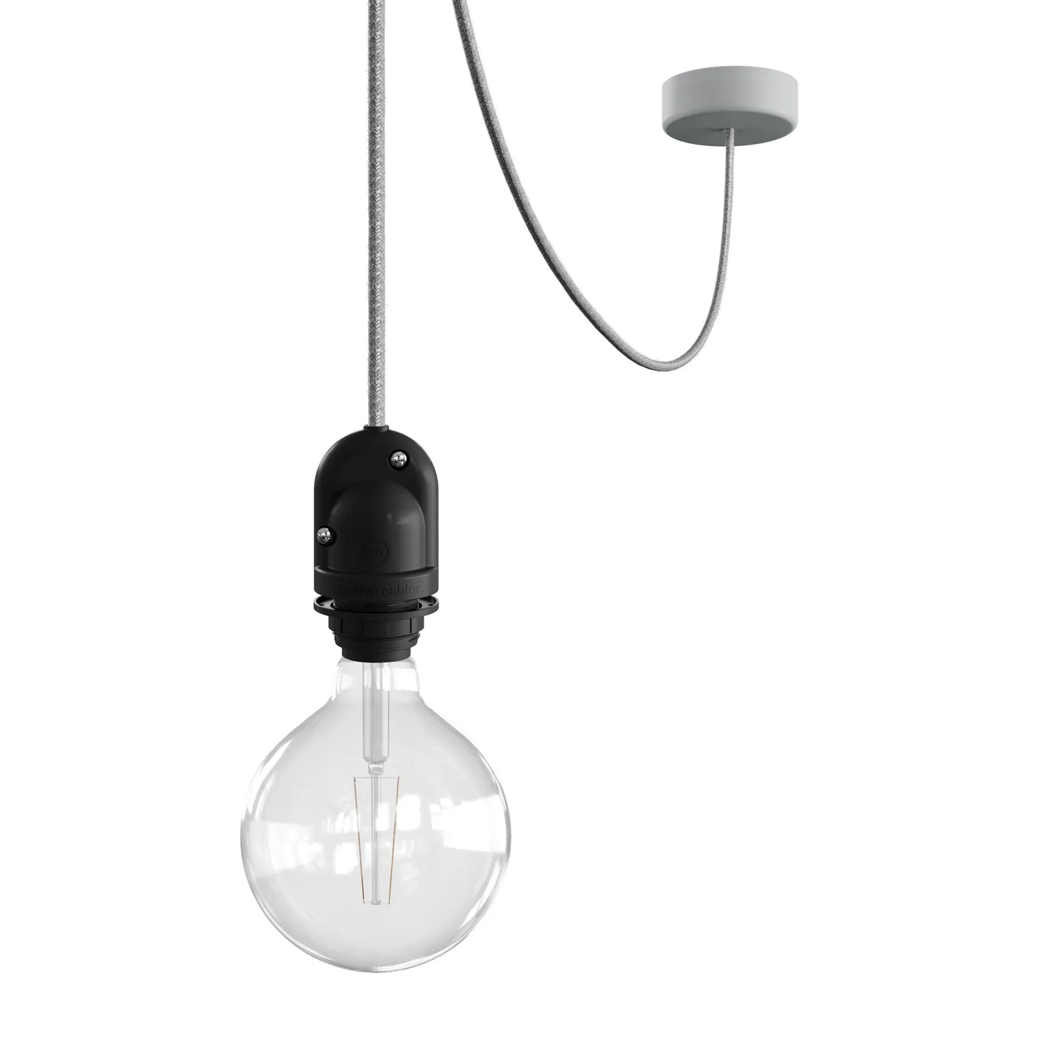 Modulair Lampe d’extérieur pour abat-jour avec 5 m de câble textile, décentreur, pavillon et douille IP65 - Gris glace