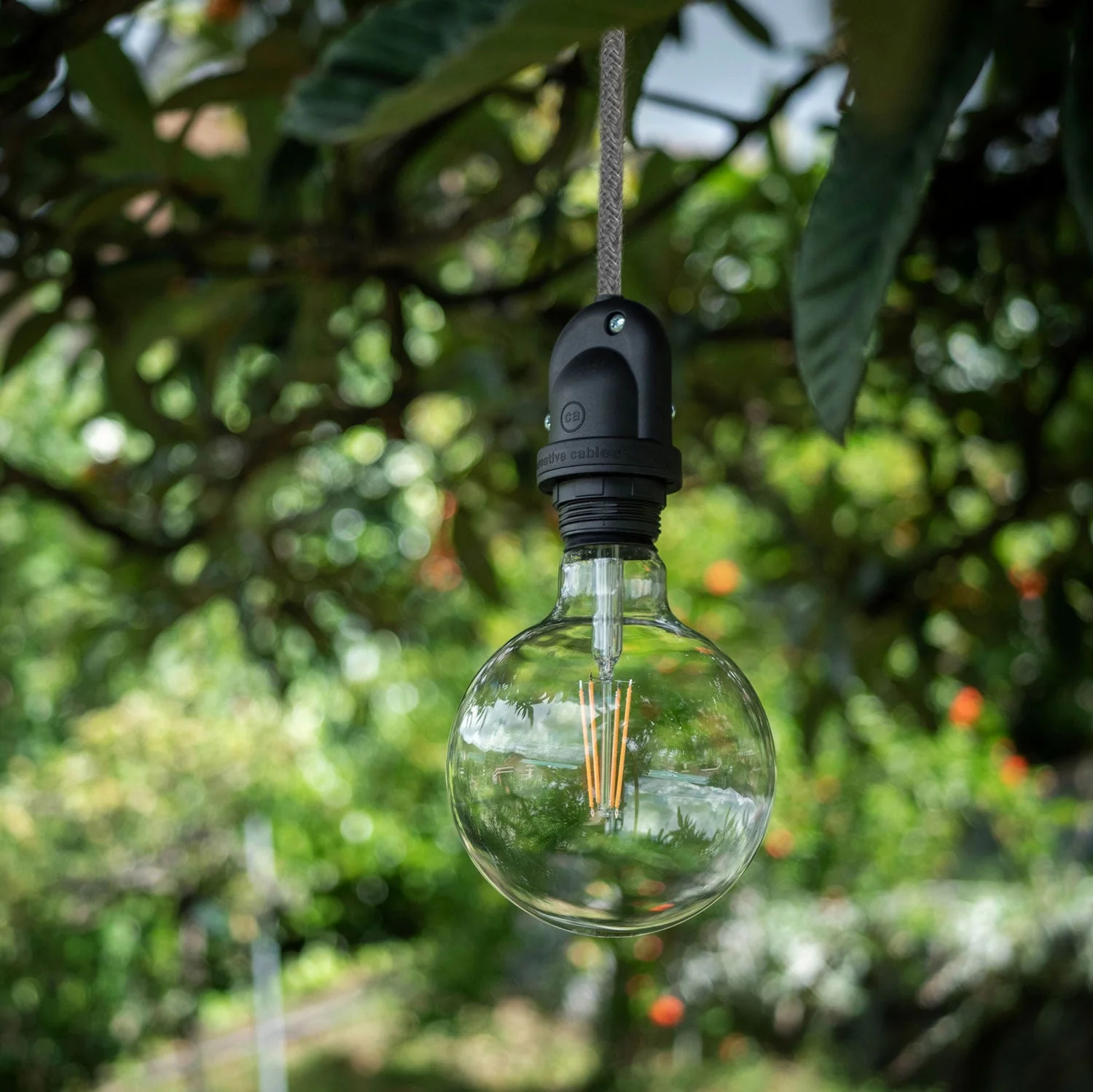 Modulair Lampe d’extérieur pour abat-jour avec 5 m de câble textile, décentreur, pavillon et douille IP65 - Gris glace - Image 2