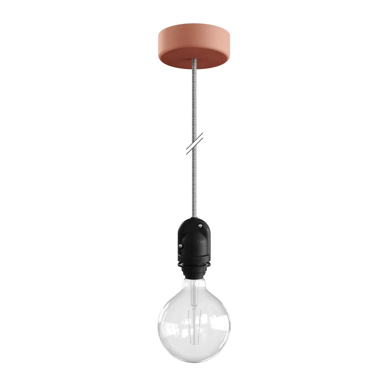 Modulair Lampe pour abat-jour d'extérieur avec 1,5 m de câble textile, pavillon et douille IP65 étanche - Saumon