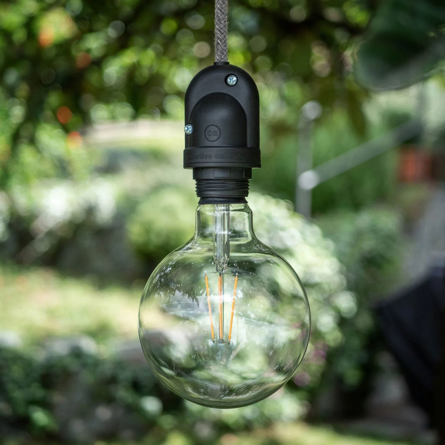 Modulair Lampe pour abat-jour d'extérieur avec 1,5 m de câble textile, pavillon et douille IP65 étanche - Saumon - Image 2