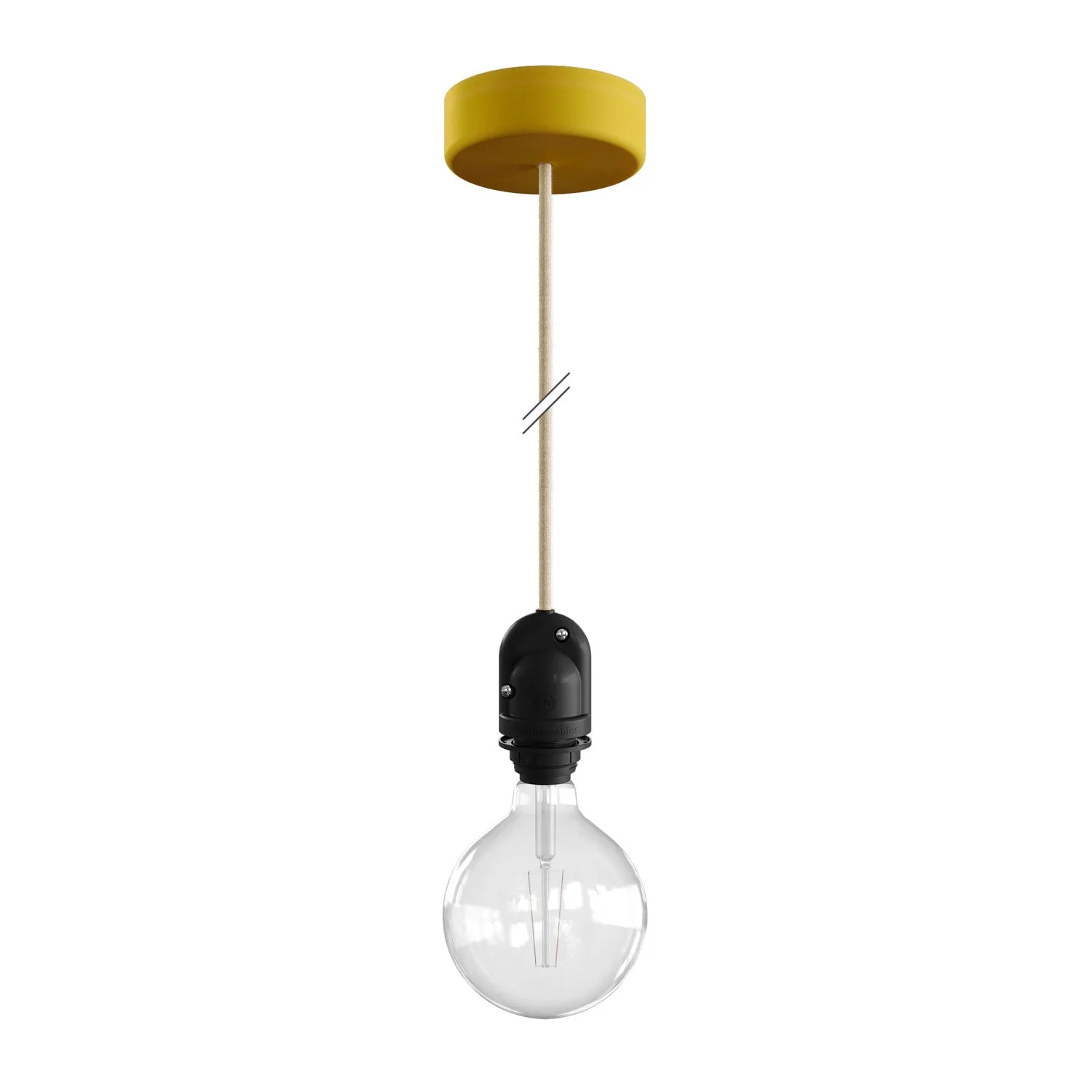 Modulair Lampe pour abat-jour d’extérieur avec 1,5 m de câble textile, pavillon et douille IP65 waterproof - Moutarde