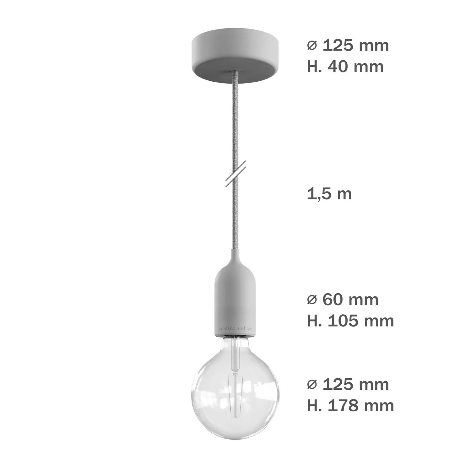 Modulair PASTEL Lampe d’extérieur avec 1,5 m de câble textile, pavillon et douille en silicone IP65 waterproof - Vert prairie - Image 6