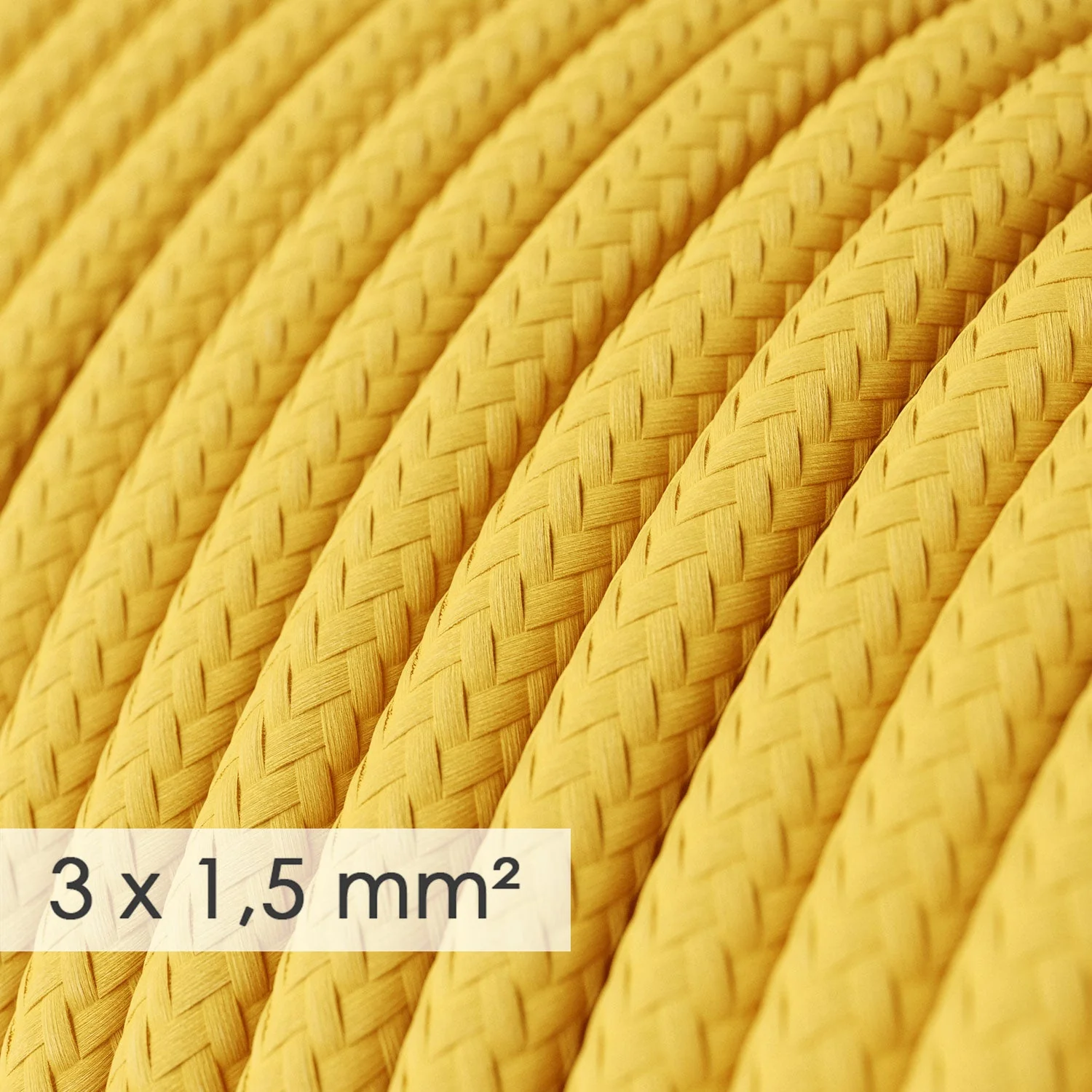 Multiprise française avec câble en tissu jaune brillant et fiche Schuko avec anneau comfort - Image 2