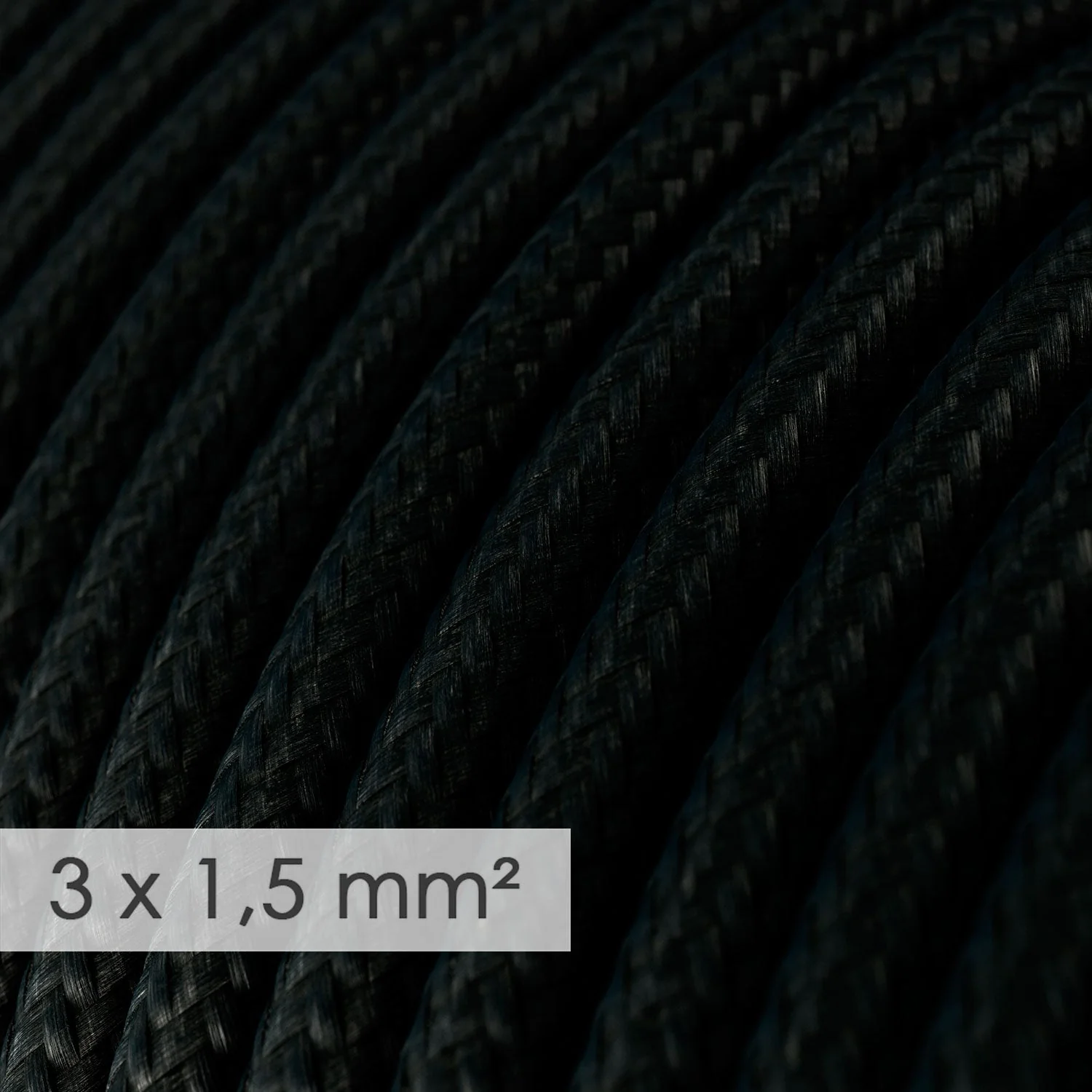 Multiprise française avec câble en tissu noir brillant et fiche Schuko avec anneau confort - Image 2