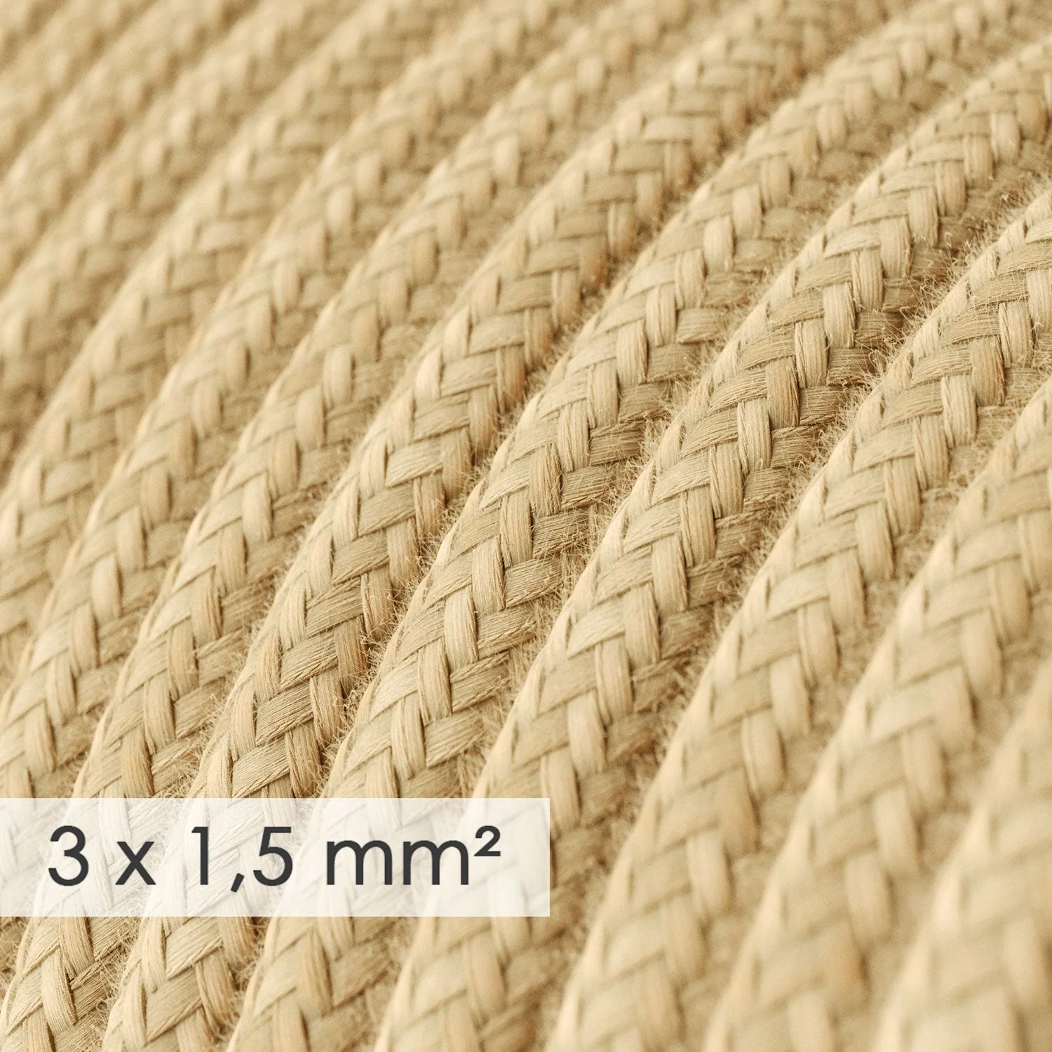 Multiprise allemande avec câble en jute de couleur neutre et fiche Schuko avec anneau confort - Image 2