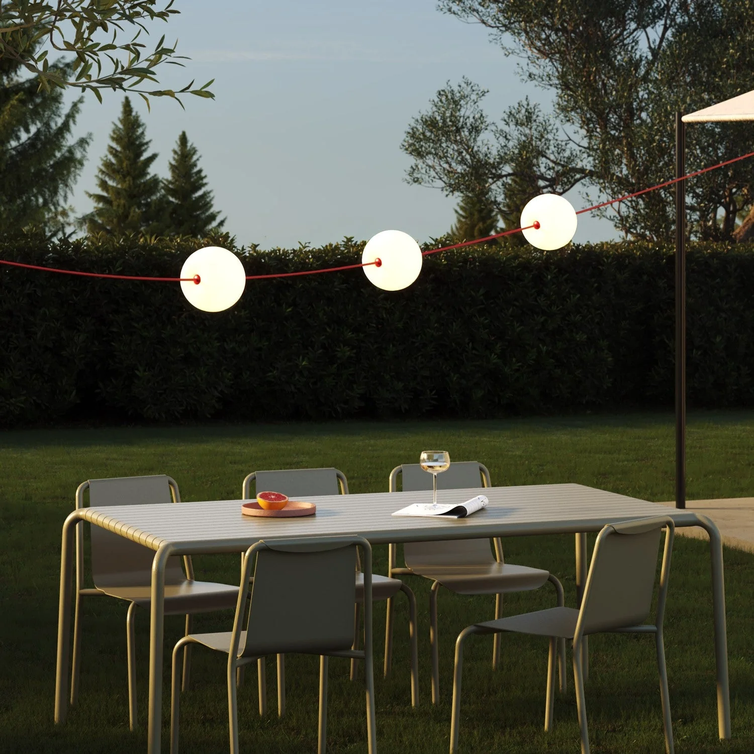 Guirlande extérieure 3 lumières pour zones humides Rouge Étoile de mer, alimentation avec fiche US - Marina3 Cherry - Image 2