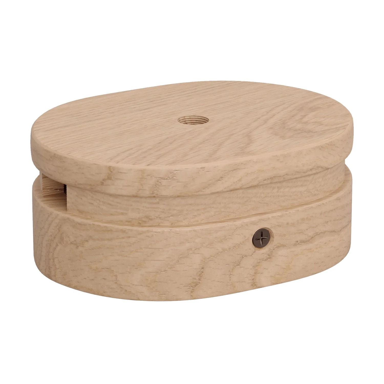 Pavillon ovale en bois avec un trou central et 2 trous latéraux pour câble pour guirlande lumineuse et système Filé. Made in Italy - Neutre - Image 3