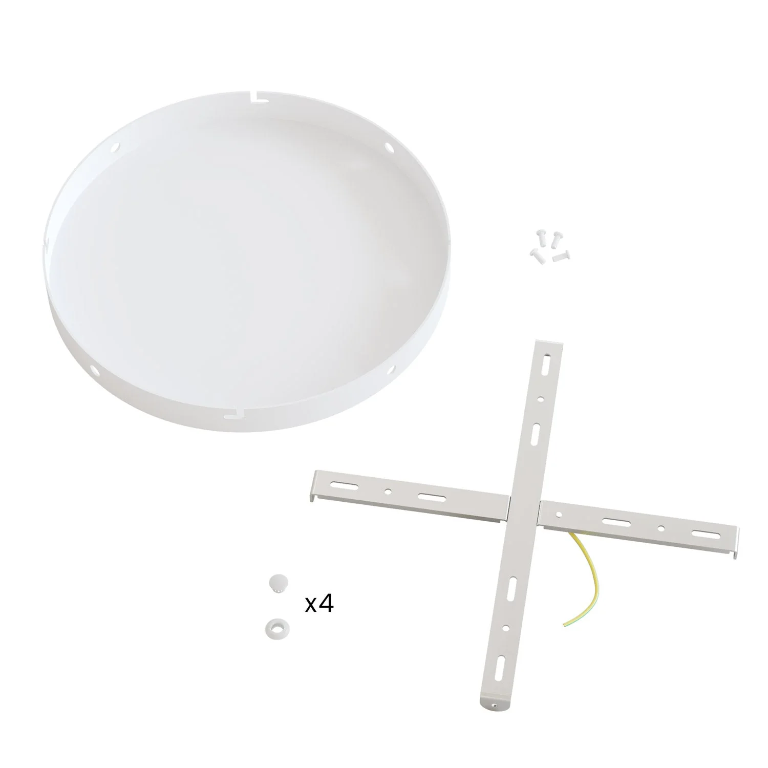 Pavillon rond en aluminium Ø 30 cm avec équerre et Câble de mise à la terre, avec 4 trous latéraux - Blanc Mat - Image 4