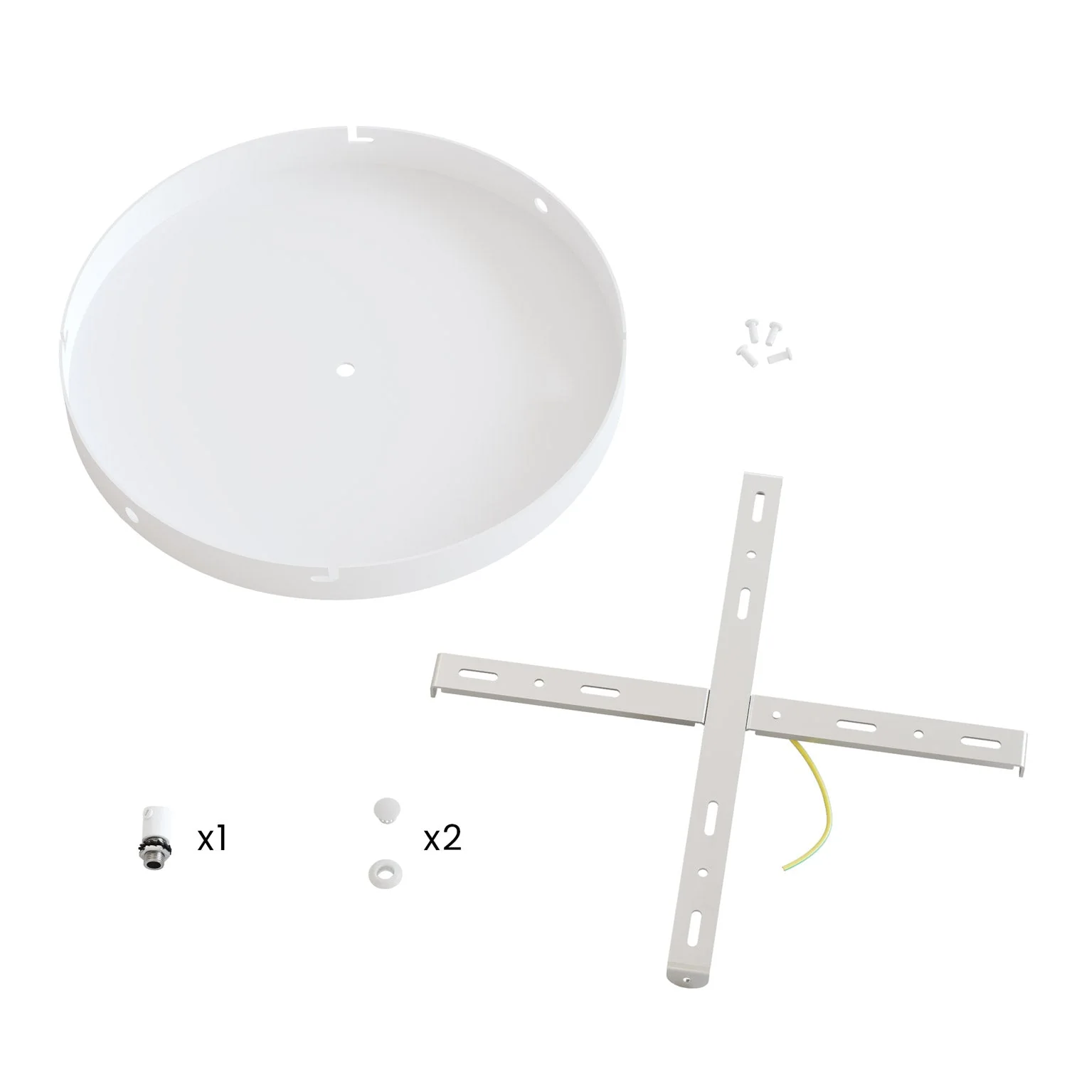 Pavillon rond en aluminium Ø 30 cm avec équerre et Câble de mise à la terre, avec 1 trou central - Blanc Mat - Image 14
