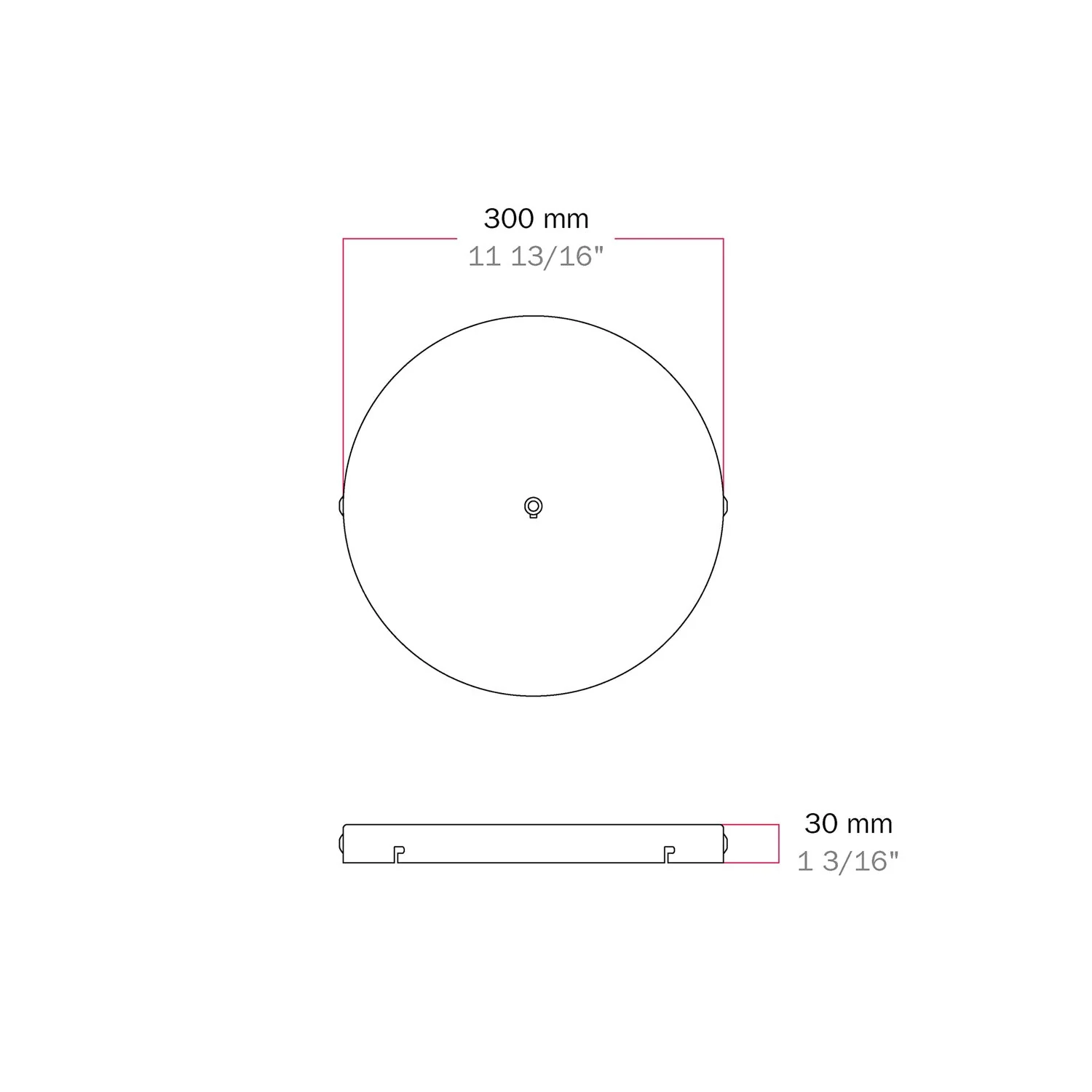 Pavillon rond en aluminium Ø 30 cm avec étrier et câble de mise à la terre, avec 1 trou central - Noir - Image 15