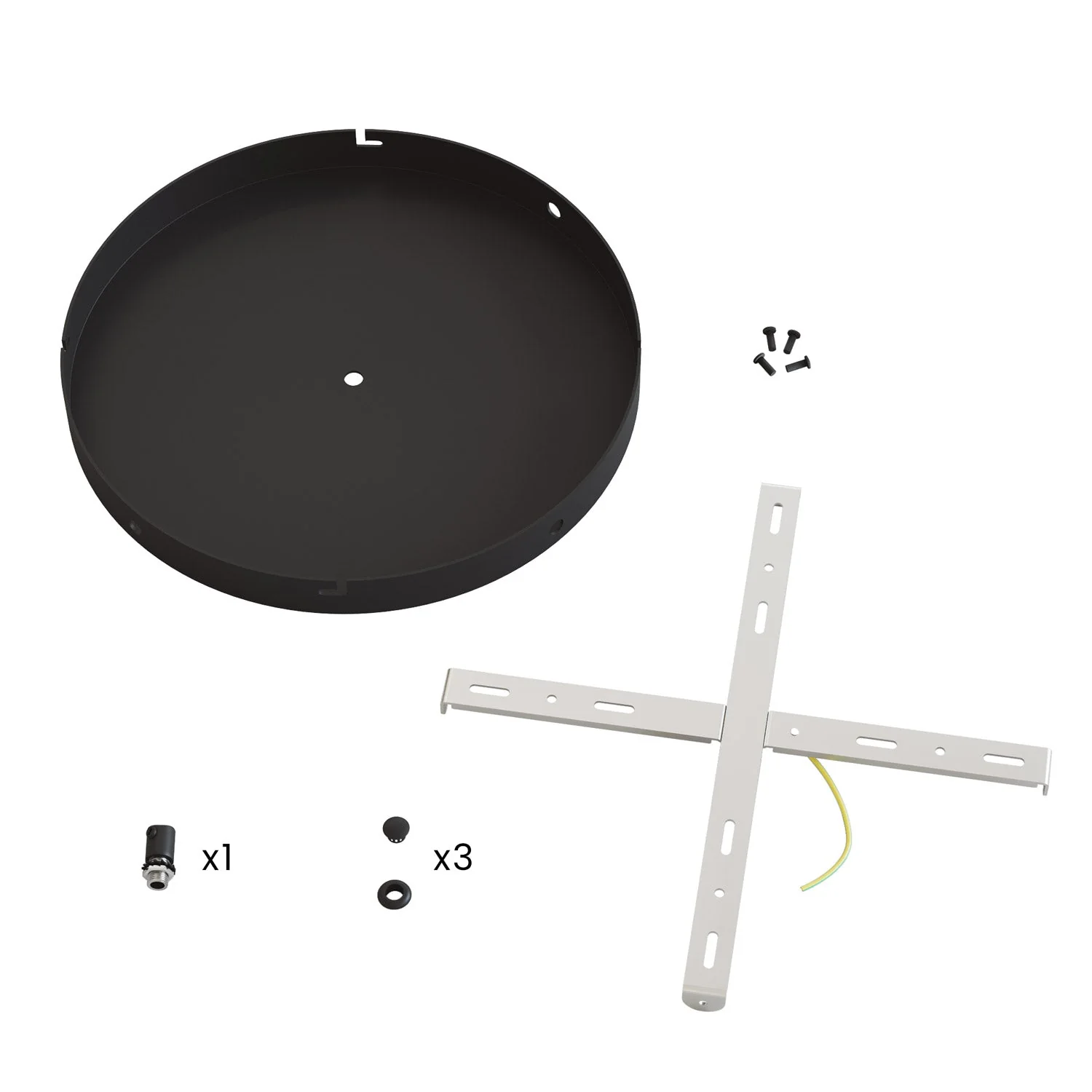 Pavillon rond en aluminium Ø 30 cm avec étrier et câble de mise à la terre, avec 1 trou central - Noir - Image 19