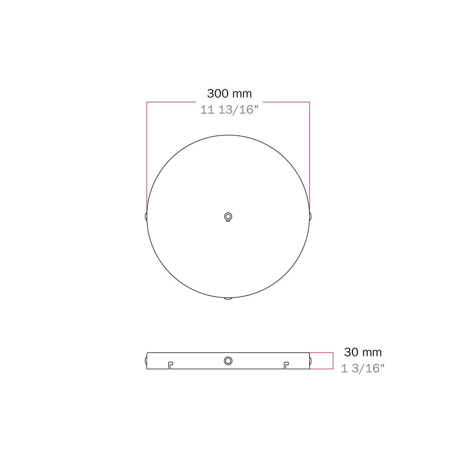Pavillon rond en aluminium Ø 30 cm avec étrier et câble de mise à la terre, avec 1 trou central - Noir - Image 20