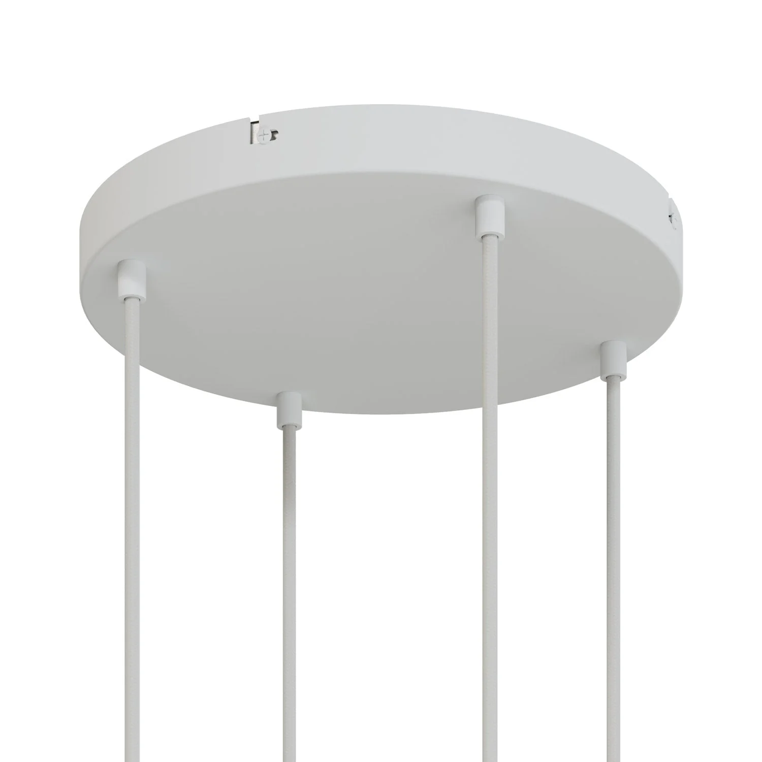 Pavillon rond en aluminium Ø 30 cm avec équerre et Câble de mise à la terre, avec 4 trous frontaux - Blanc Mat