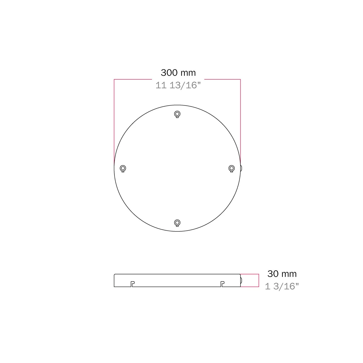 Pavillon rond en aluminium Ø 30 cm avec équerre et Câble de mise à la terre, avec 4 trous frontaux - Blanc Mat - Image 10