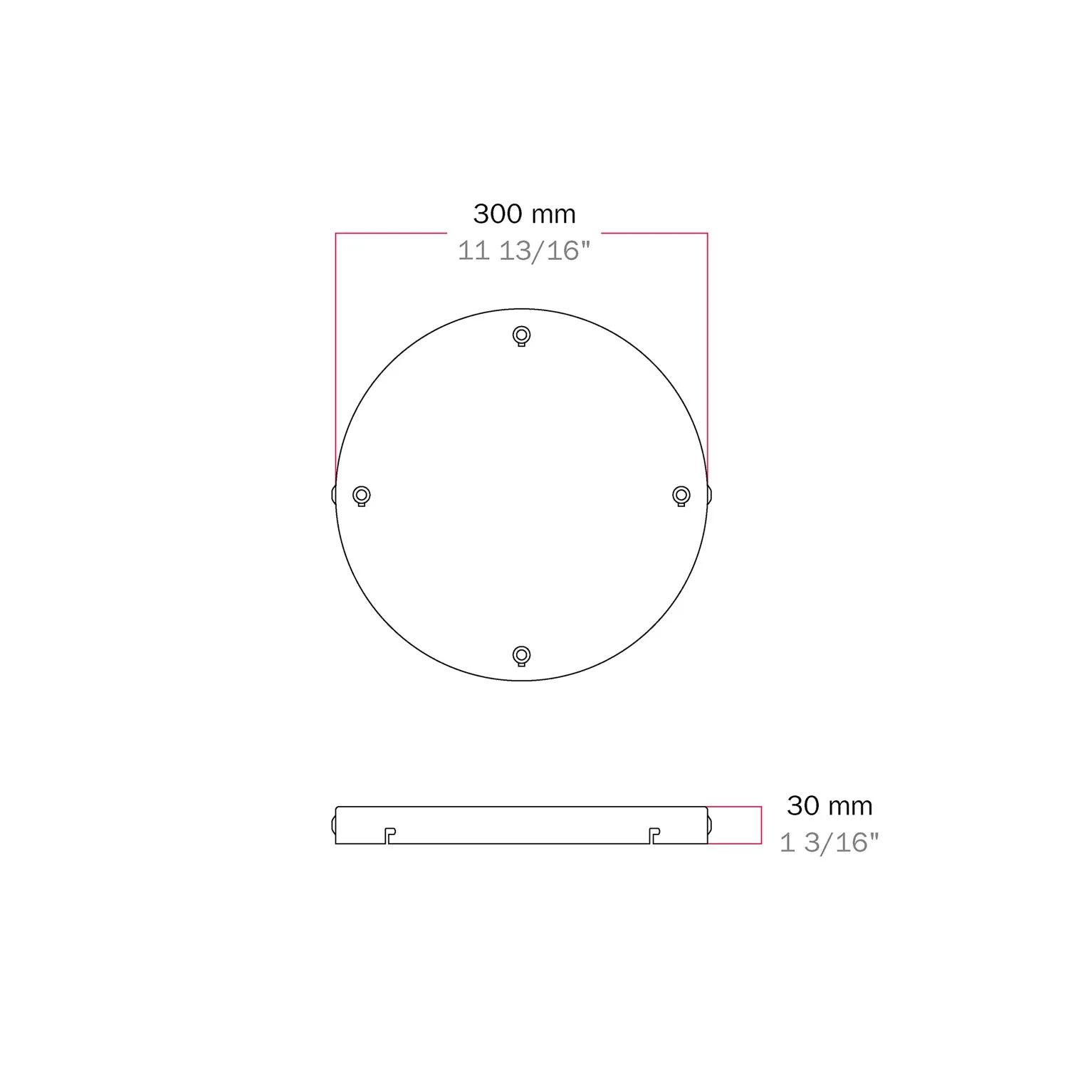 Pavillon rond en aluminium Ø 30 cm avec équerre et Câble de mise à la terre, avec 4 trous frontaux - Blanc Mat - Image 15
