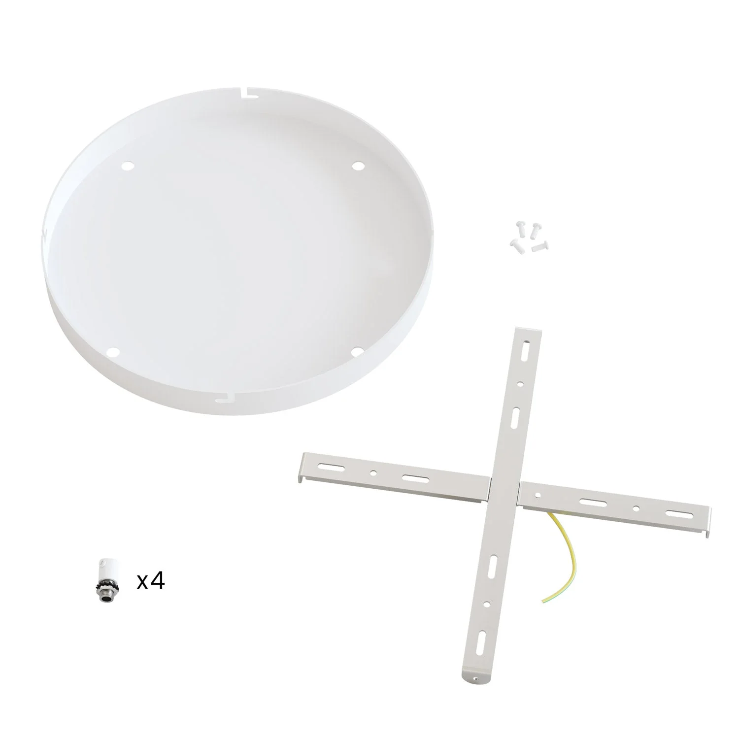 Pavillon rond en aluminium Ø 30 cm avec équerre et Câble de mise à la terre, avec 4 trous frontaux - Blanc Mat - Image 4