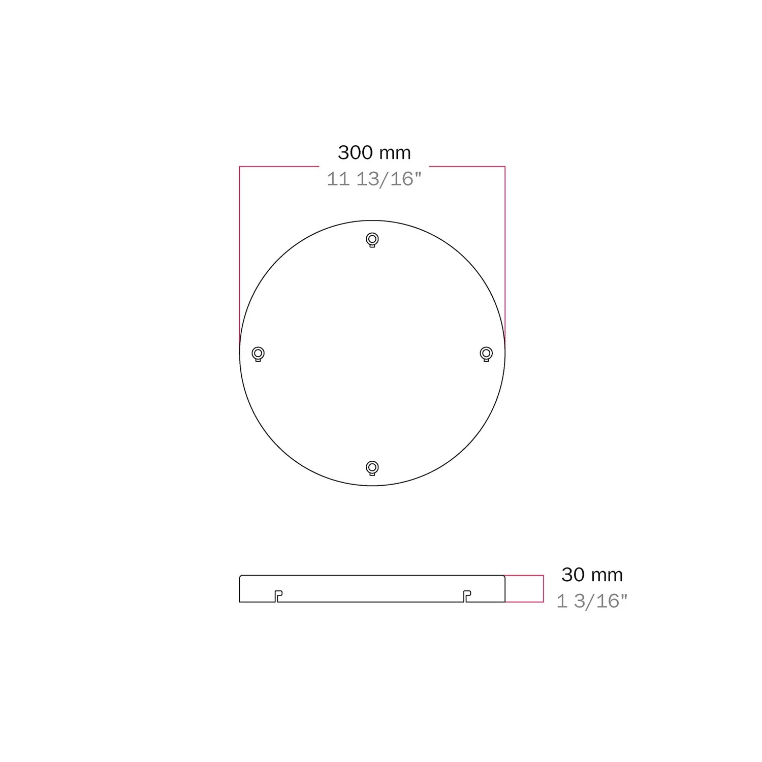 Pavillon rond en aluminium Ø 30 cm avec équerre et Câble de mise à la terre, avec 4 trous frontaux - Blanc Mat - Image 5