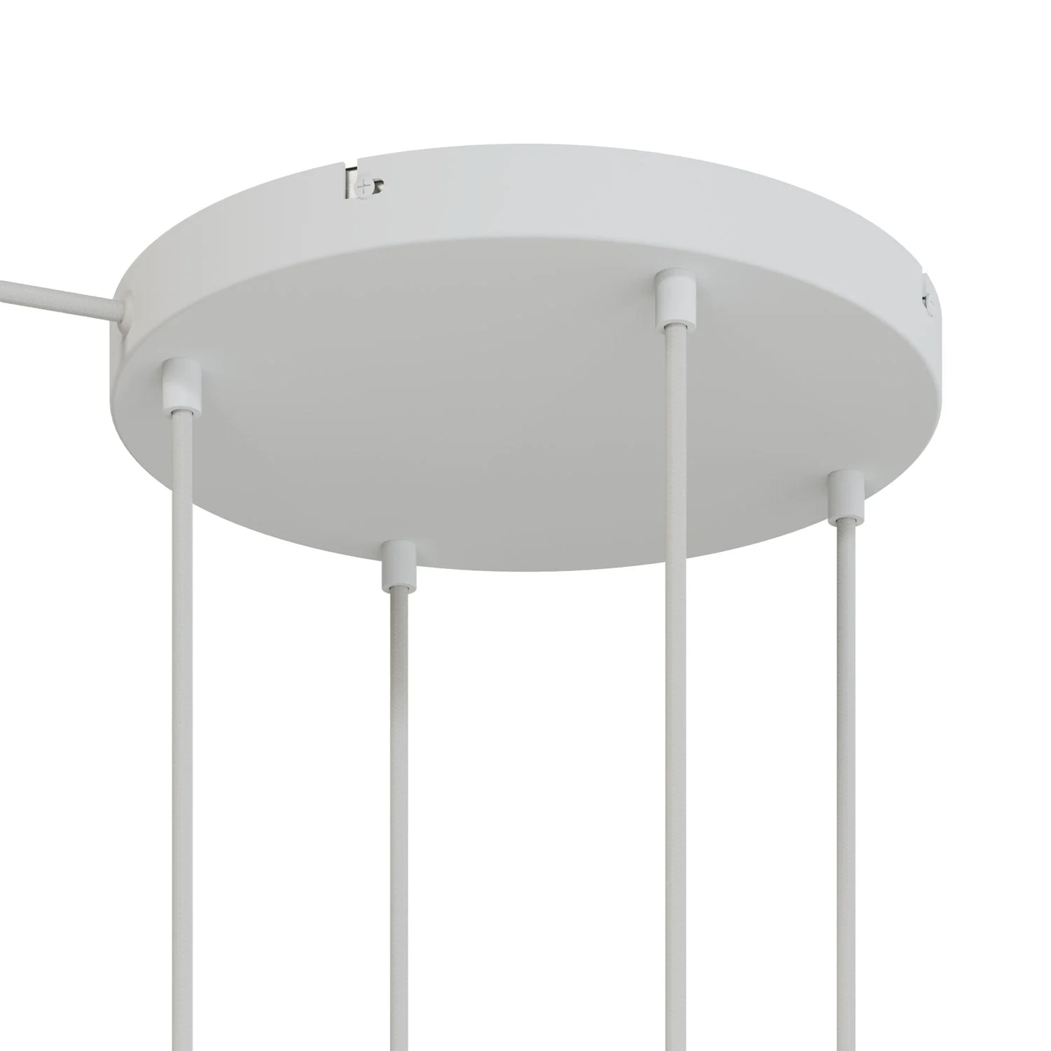 Pavillon rond en aluminium Ø 30 cm avec équerre et Câble de mise à la terre, avec 4 trous frontaux - Blanc Mat - Image 6