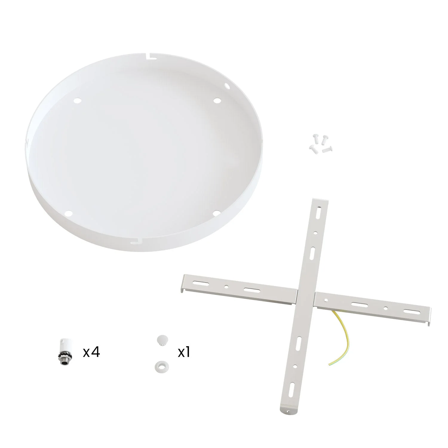 Pavillon rond en aluminium Ø 30 cm avec équerre et Câble de mise à la terre, avec 4 trous frontaux - Blanc Mat - Image 9
