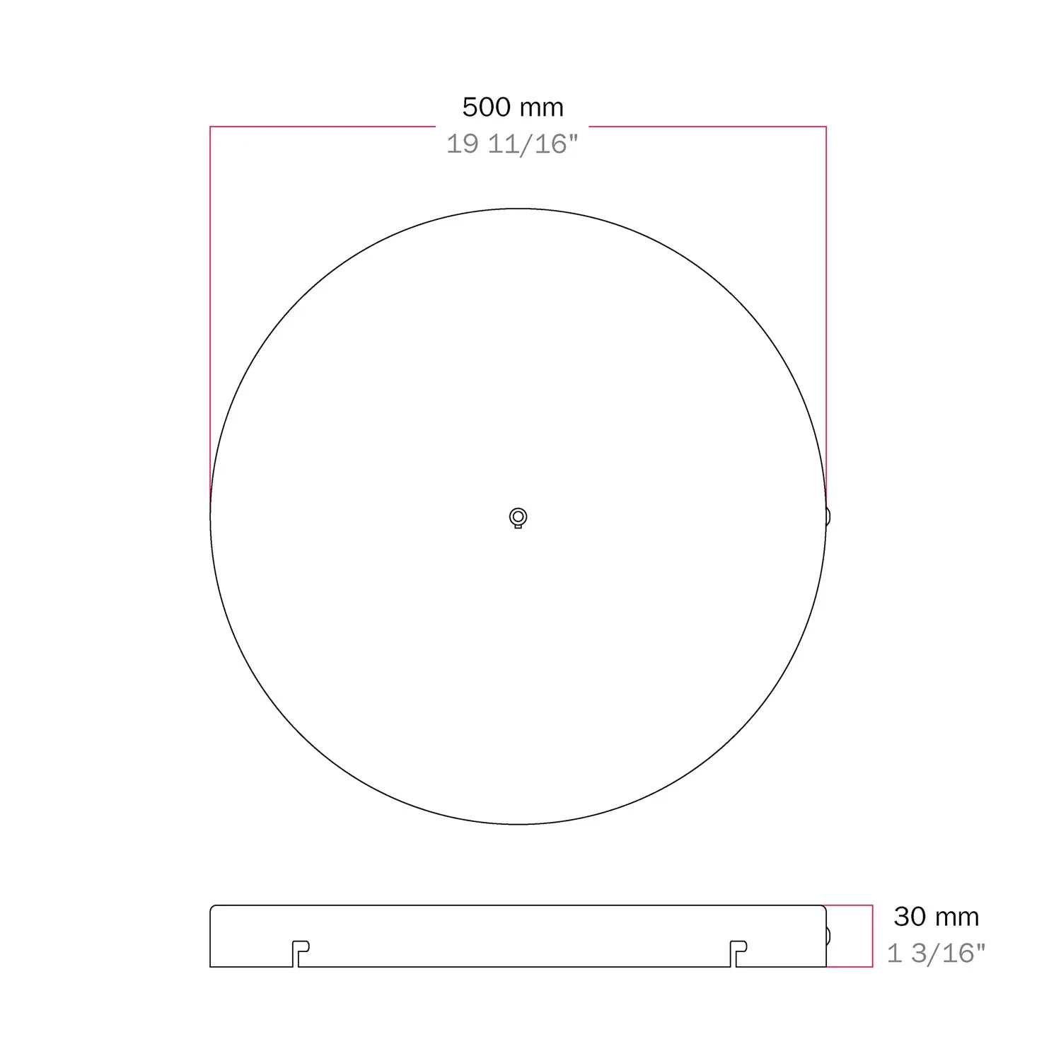 Pavillon rond en aluminium Ø 50 cm avec équerre et Câble de mise à la terre, avec 1 trou frontal - Noir - Image 10