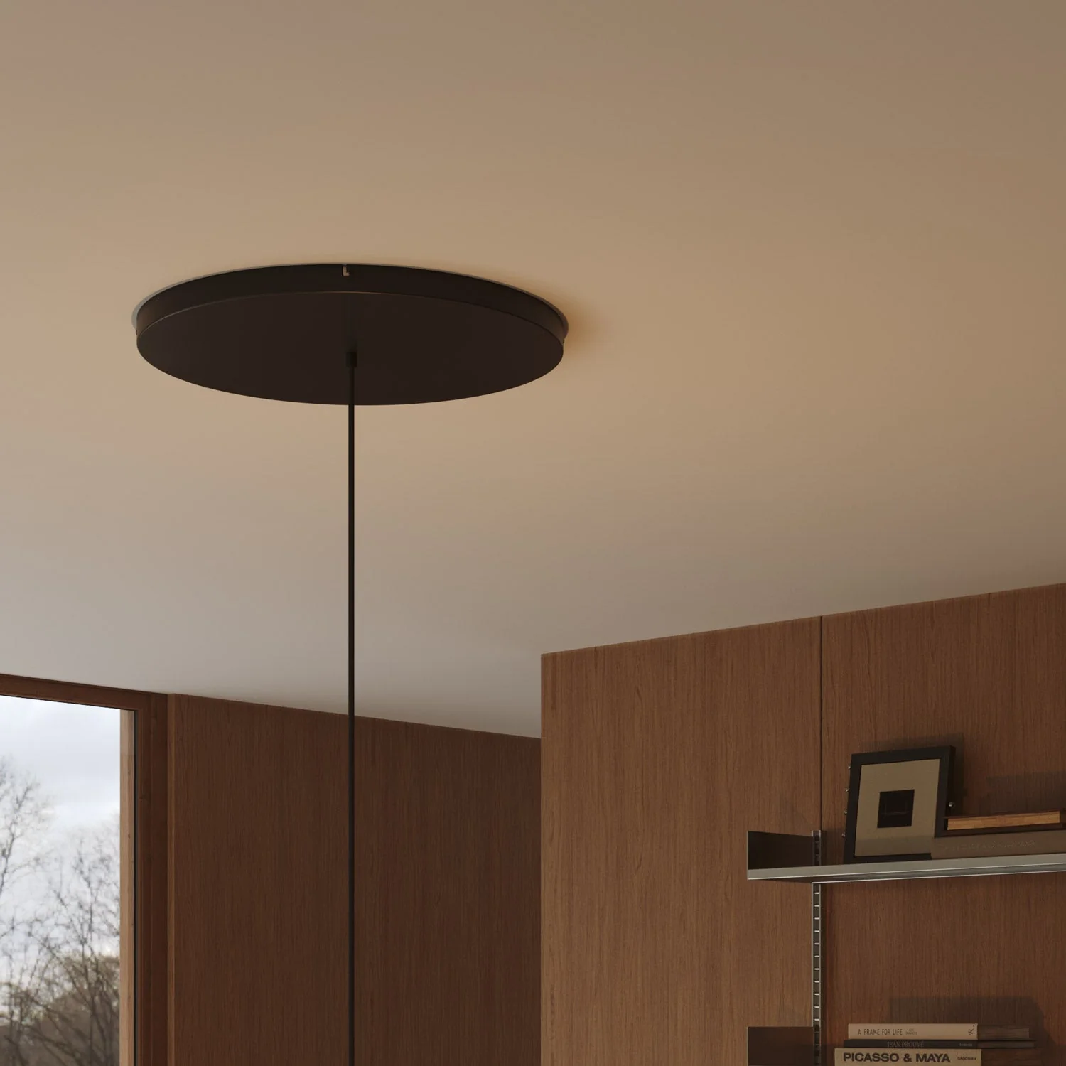 Pavillon rond en aluminium Ø 50 cm avec équerre et Câble de mise à la terre, avec 1 trou frontal - Noir - Image 3