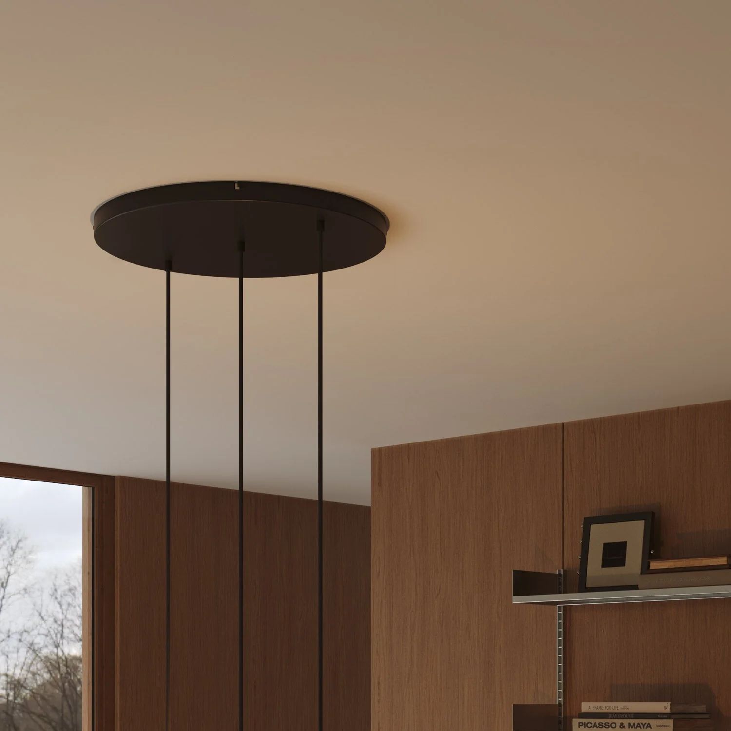 Pavillon rond en aluminium Ø 50 cm avec équerre et Câble de mise à la terre, avec 3 trous en ligne frontaux -  Noir - Image 3