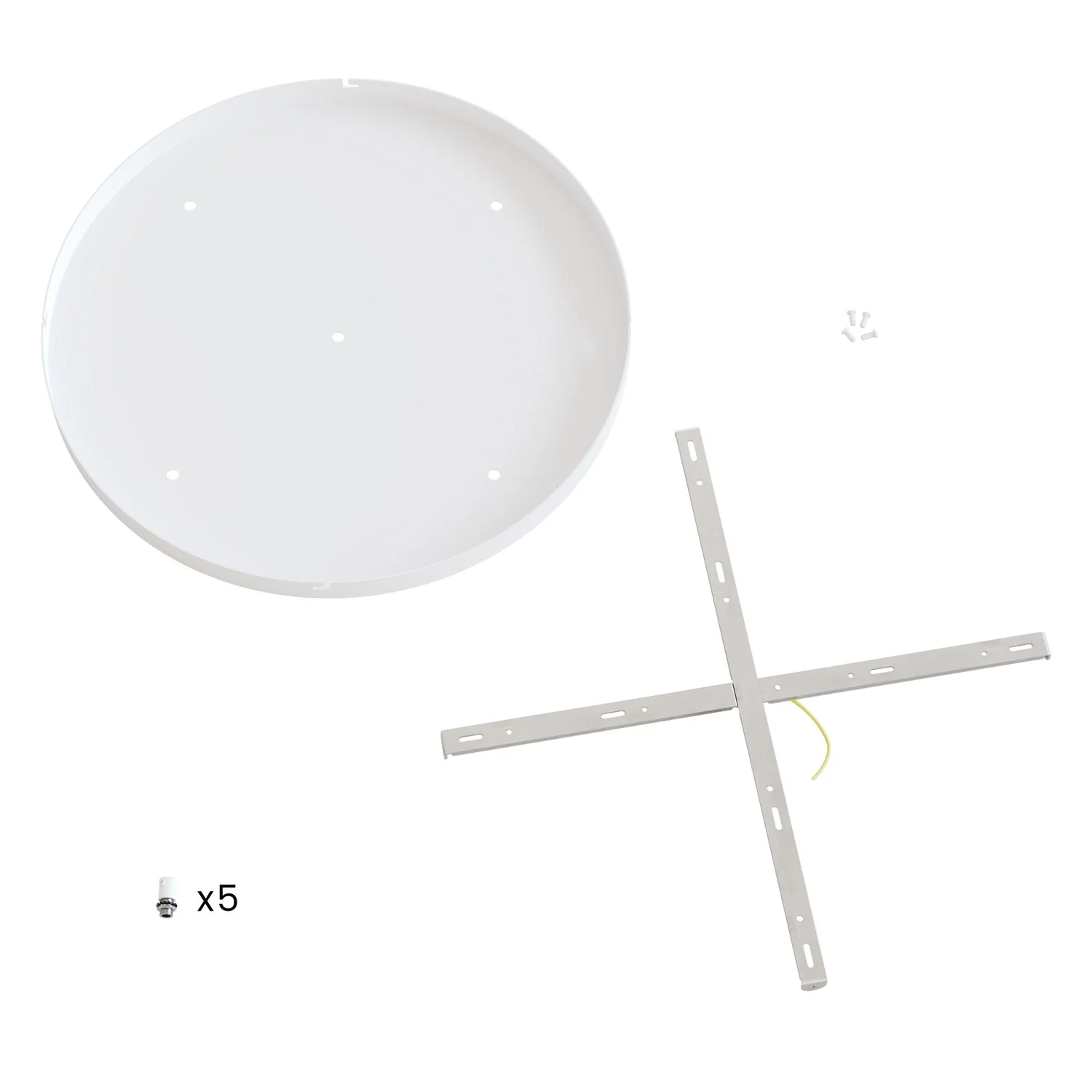 Pavillon rond en aluminium Ø 50 cm avec étrier et câble de mise à la terre, avec 5 trous frontaux - Blanc Mat - Image 4