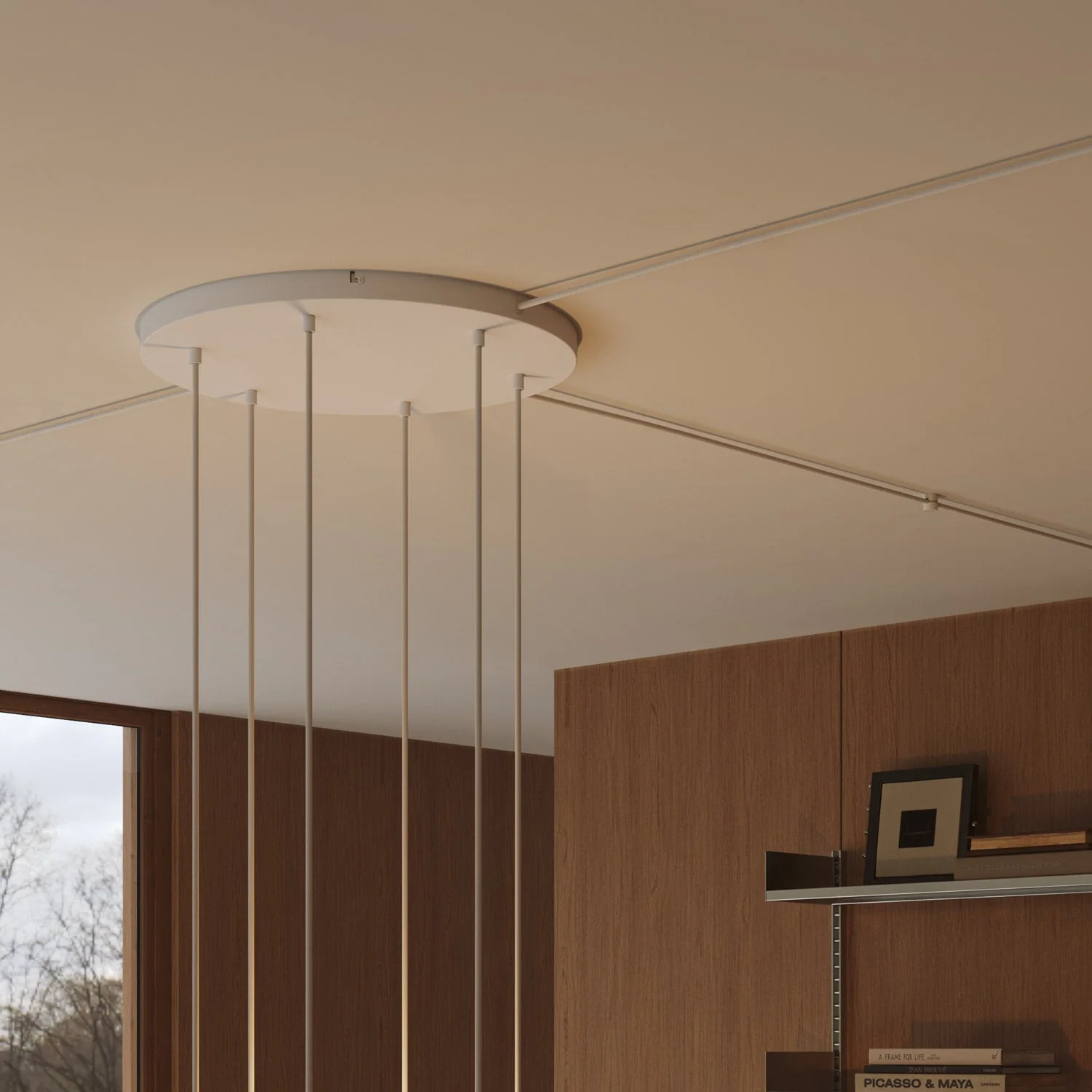 Pavillon rond en aluminium Ø 50 cm avec étrier et câble de mise à la terre, avec 6 trous frontaux - Blanc Mat - Image 18