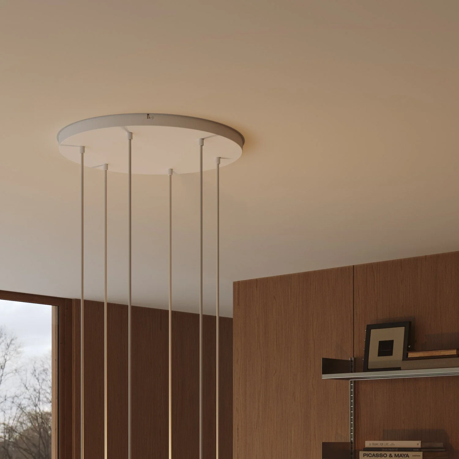 Pavillon rond en aluminium Ø 50 cm avec étrier et câble de mise à la terre, avec 6 trous frontaux - Blanc Mat - Image 3