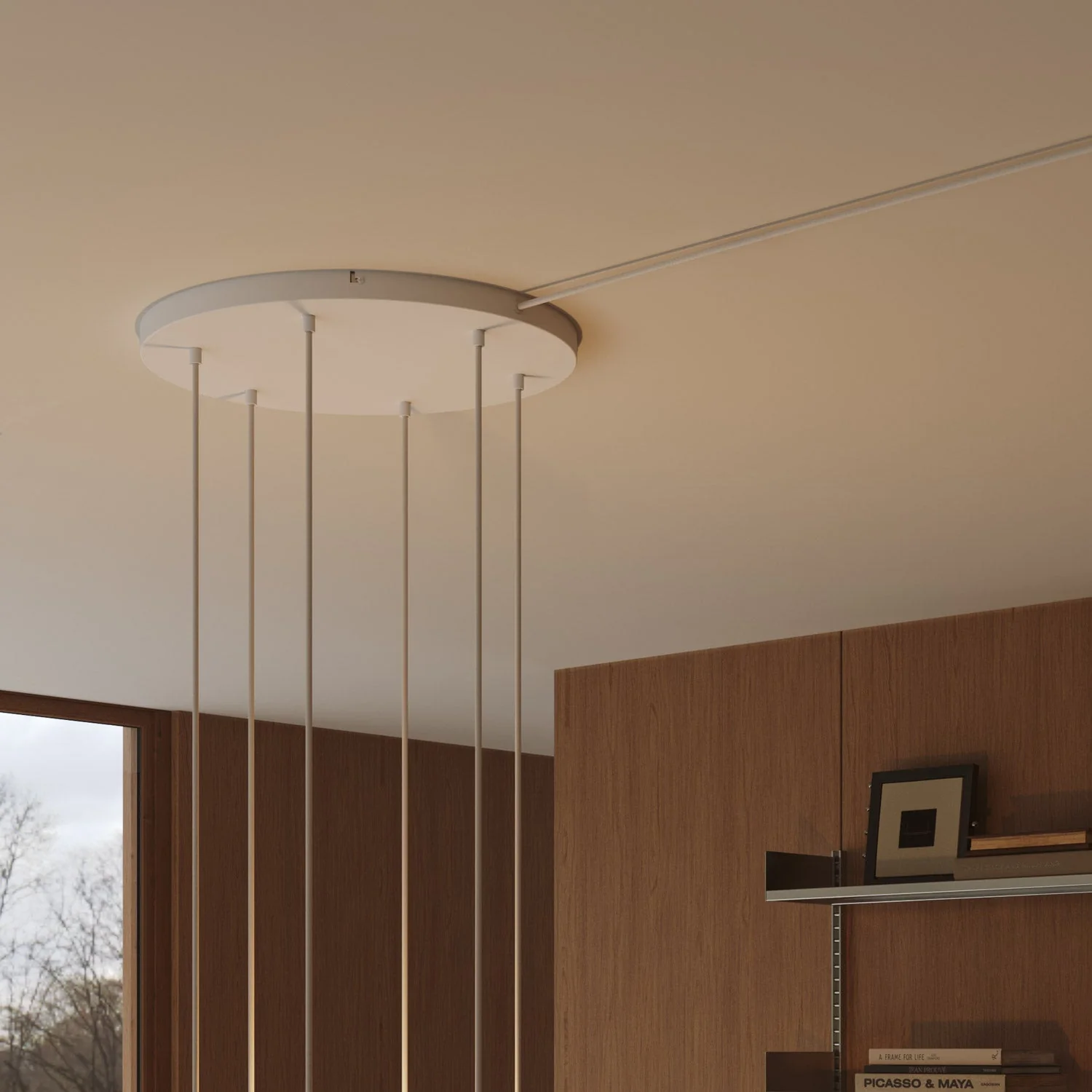Pavillon rond en aluminium Ø 50 cm avec étrier et câble de mise à la terre, avec 6 trous frontaux - Blanc Mat - Image 8